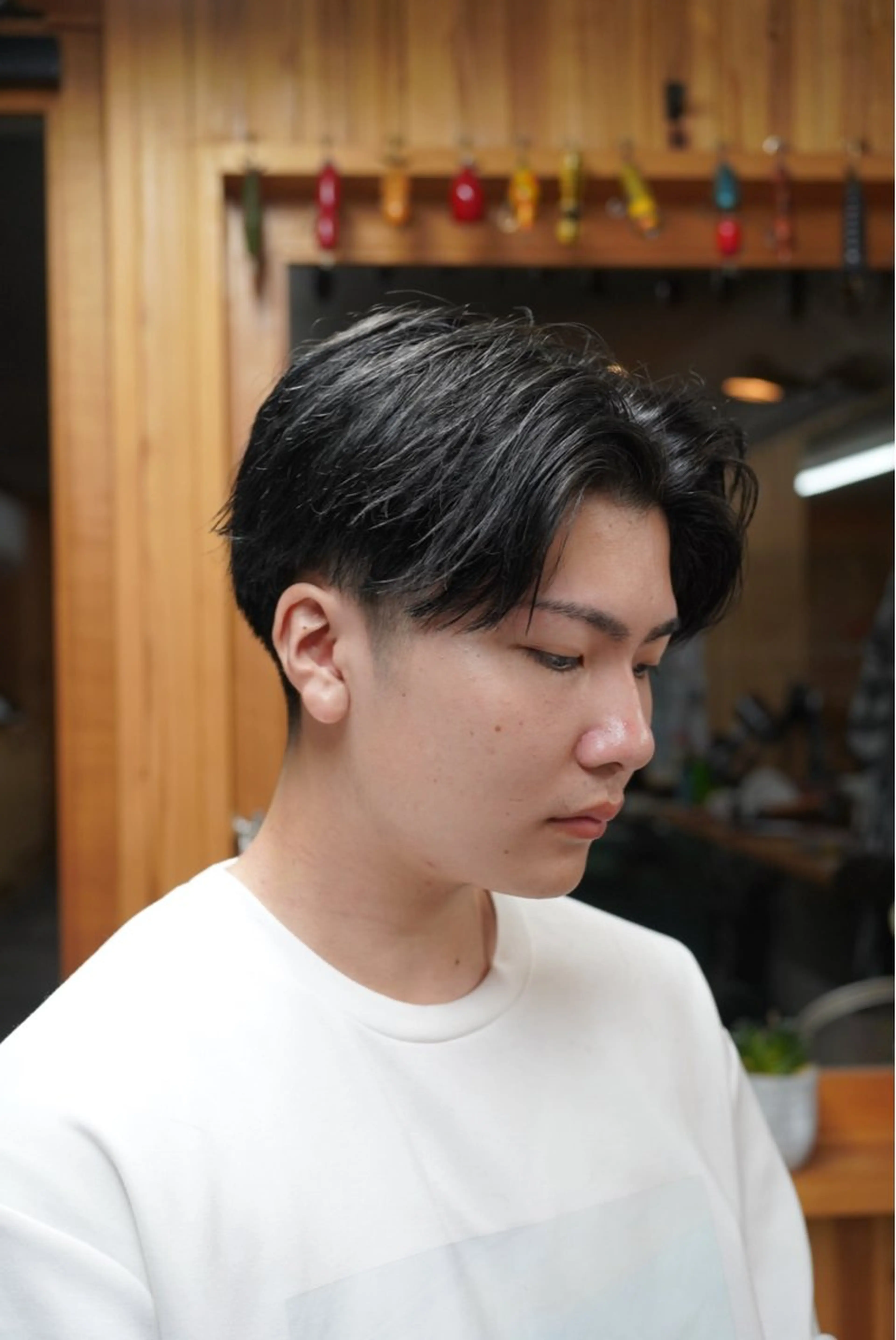 メンズ センターパート カット ヘアセット 関 晃哉のヘアスタイル