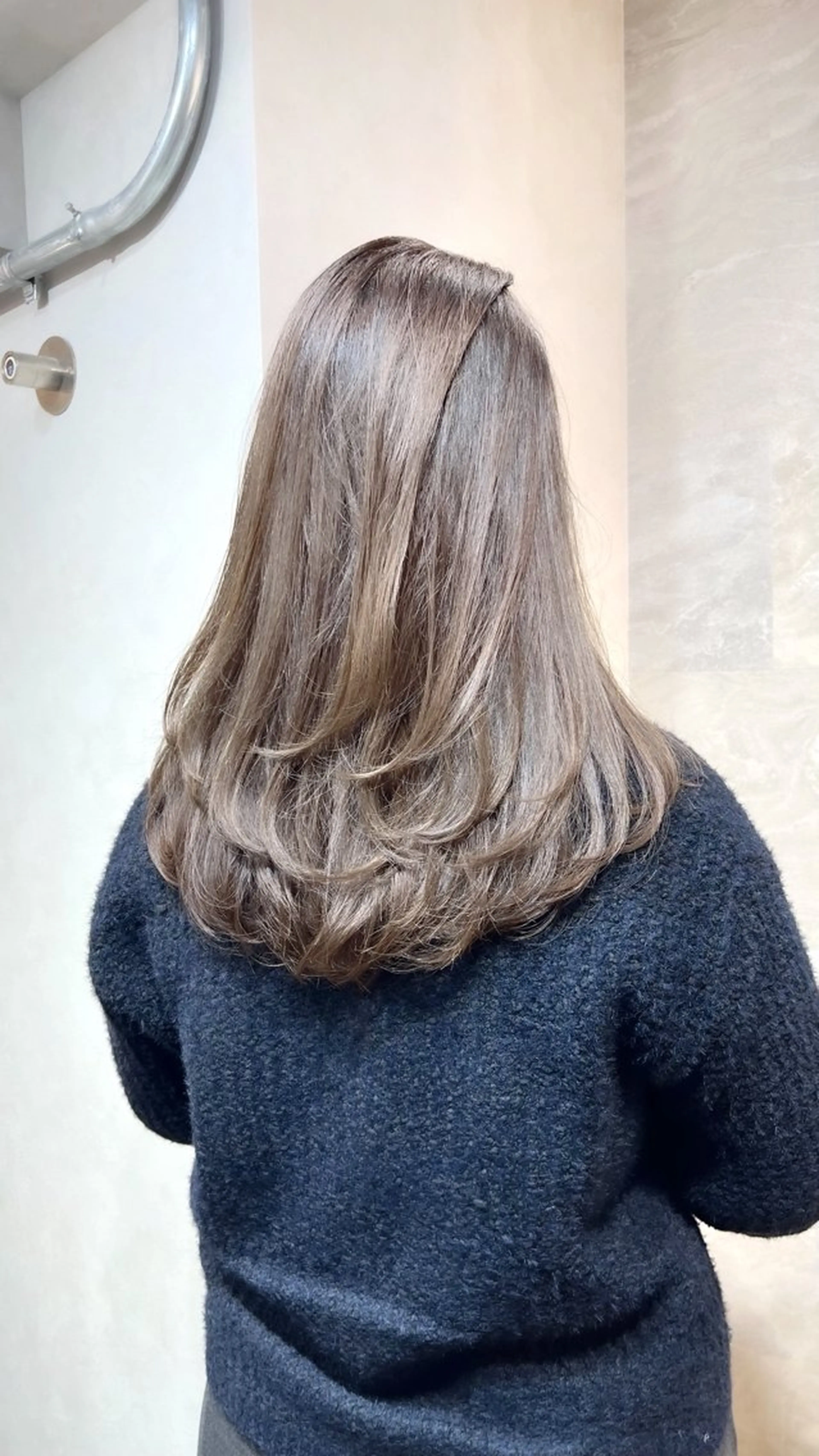 ミディアム カラー ブリーチ 透明感カラー ブリーチなしカラー 髪質改善 レイヤーカット 大人可愛い/レイヤー 色素改善カラー/山口のヘアスタイル