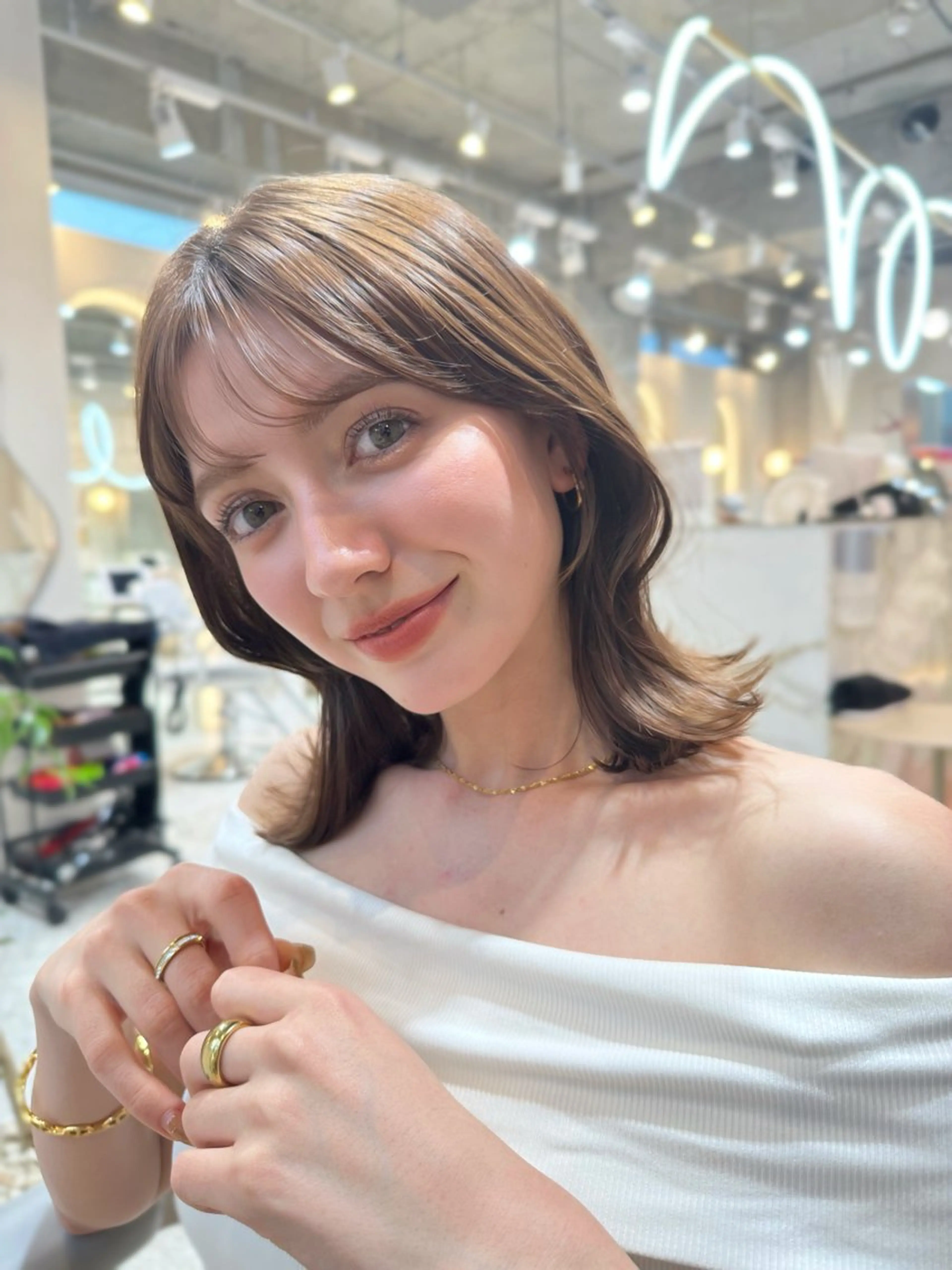 ミディアム カラー カット ヘアカラー トリートメント ヘアセット 新宿/韓国レイヤー 髪質改善カラー/角所のヘアスタイル