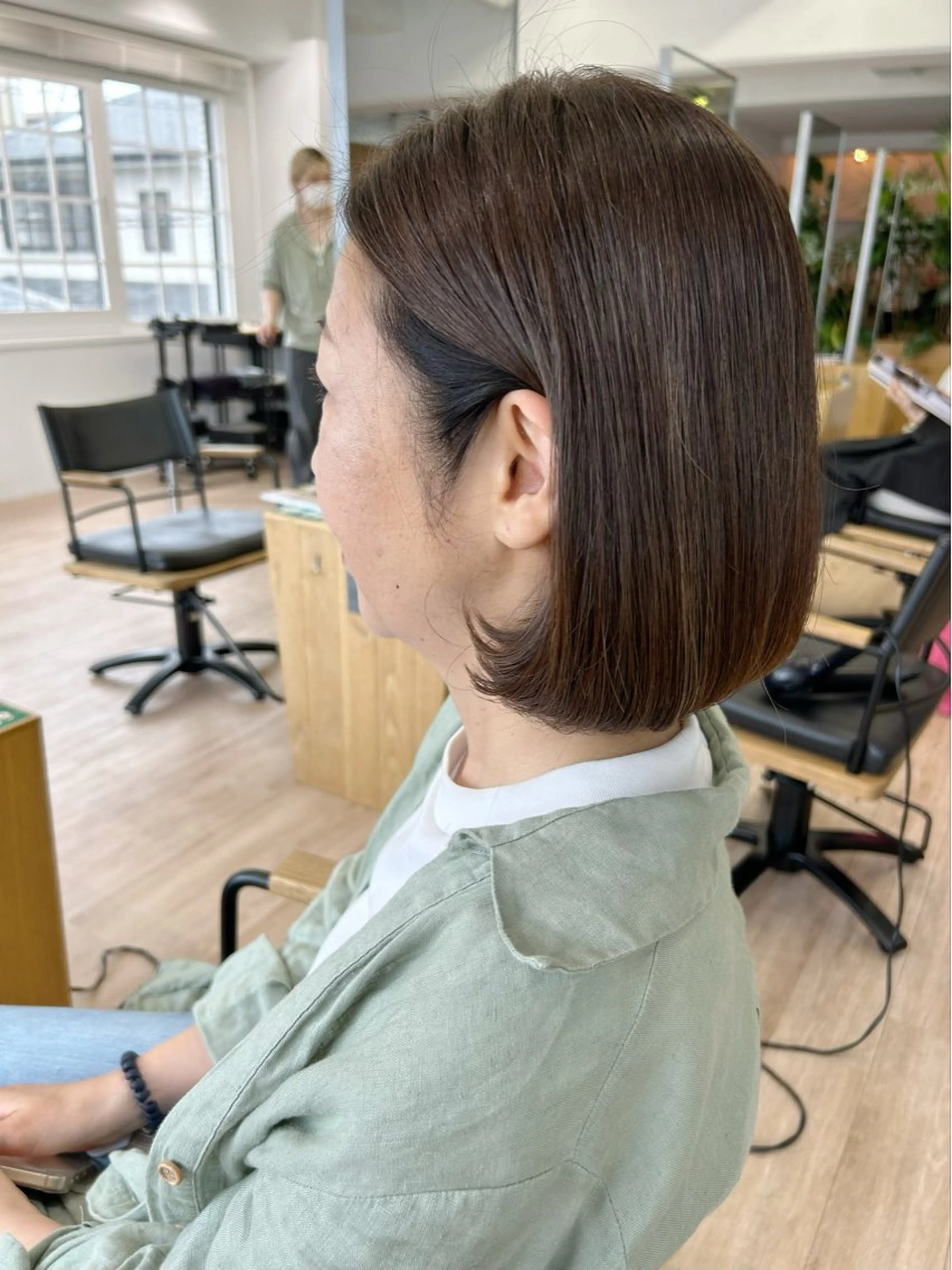 ミディアム カラー パーマ ボブ トップスタイリスト 💙藤原 純のヘアスタイル