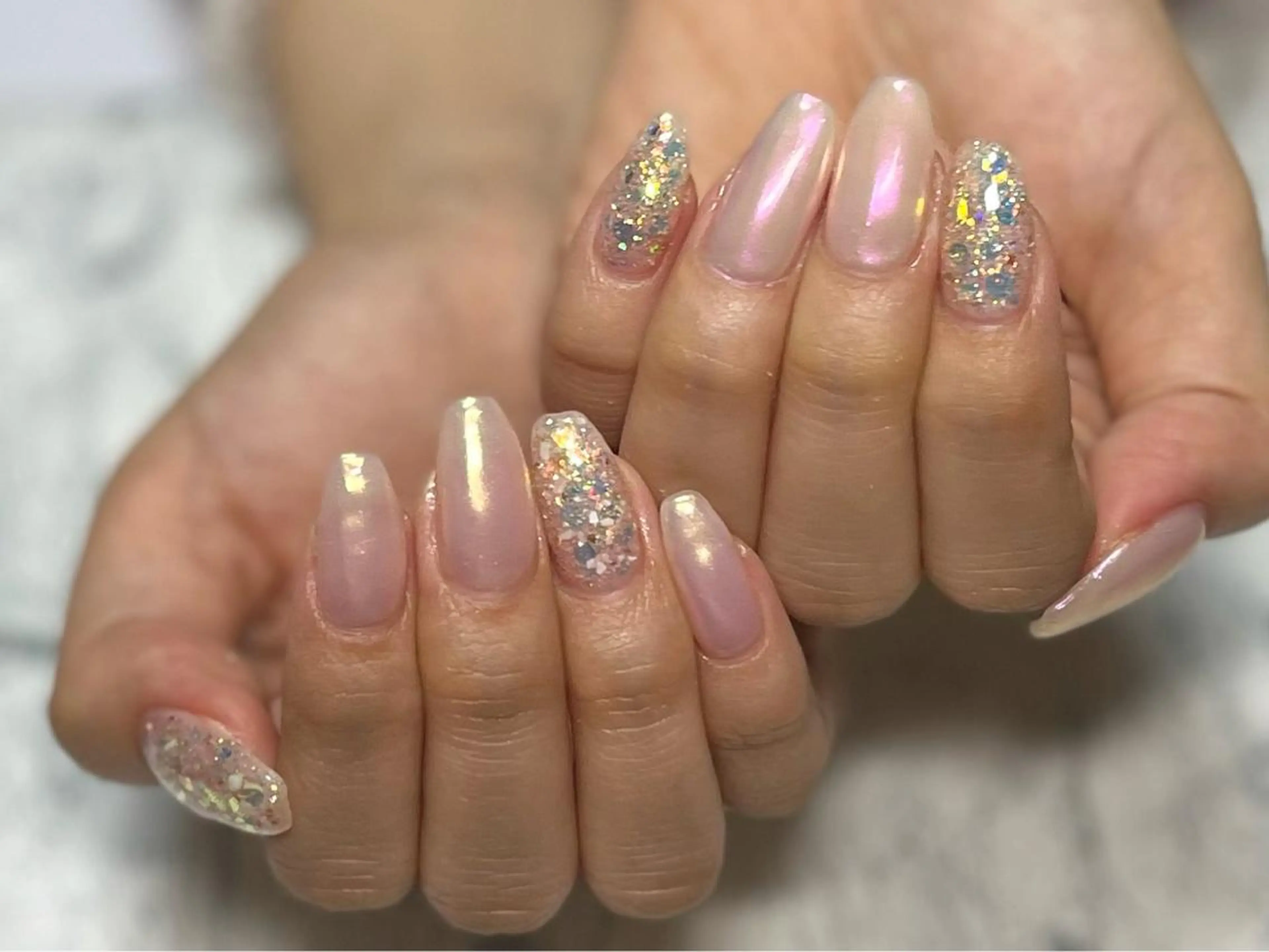 ネイル オーロラネイル フットネイル ミラーネイル ニュアンスネイル シンプルネイル ネイル フフラ所属・nail fufla ♡yamane♡のネイルデザイン