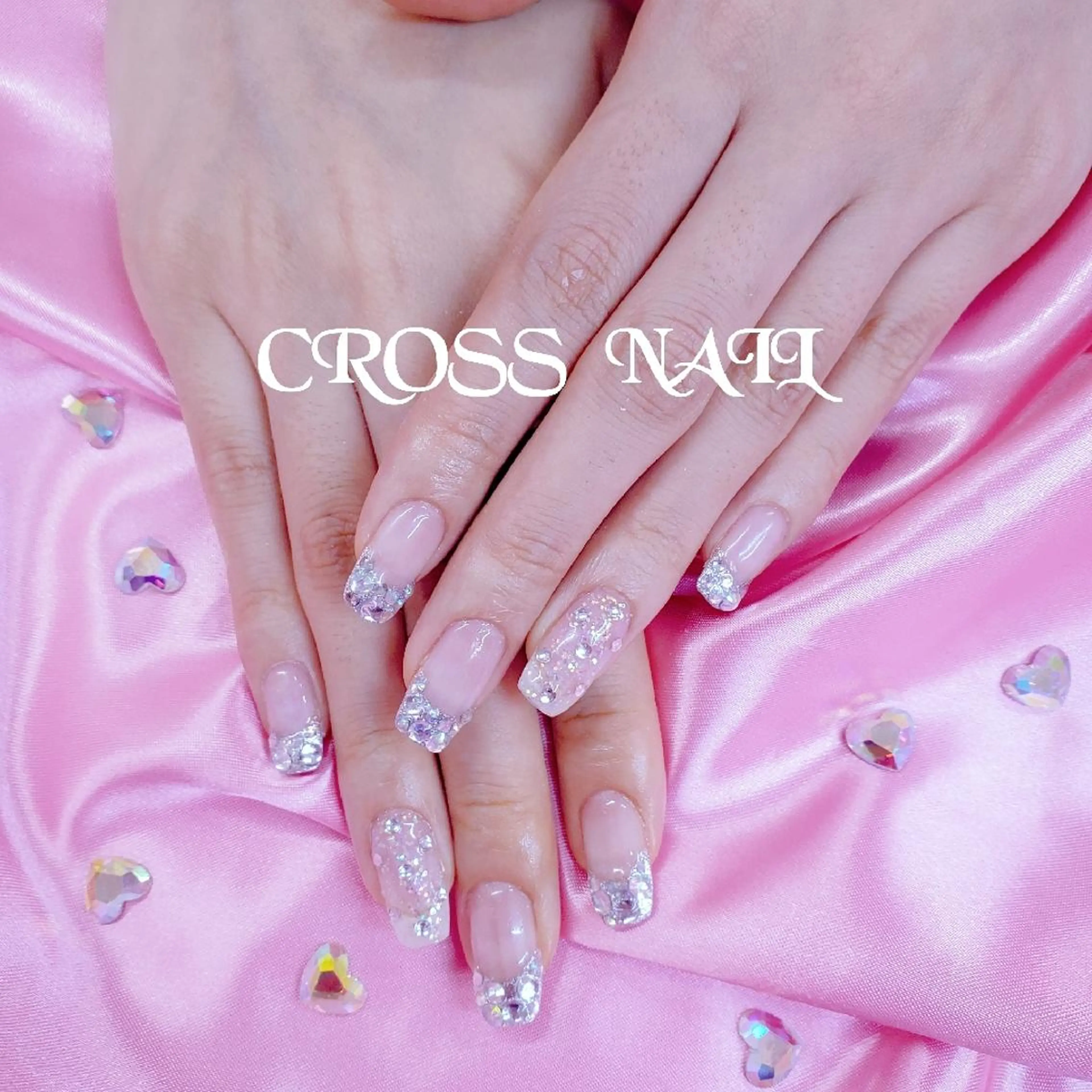 ネイル 長さ出し 氷ネイル・うるうるネイル 韓国ネイル ネイルチップ CROSS クロス のネイルデザイン