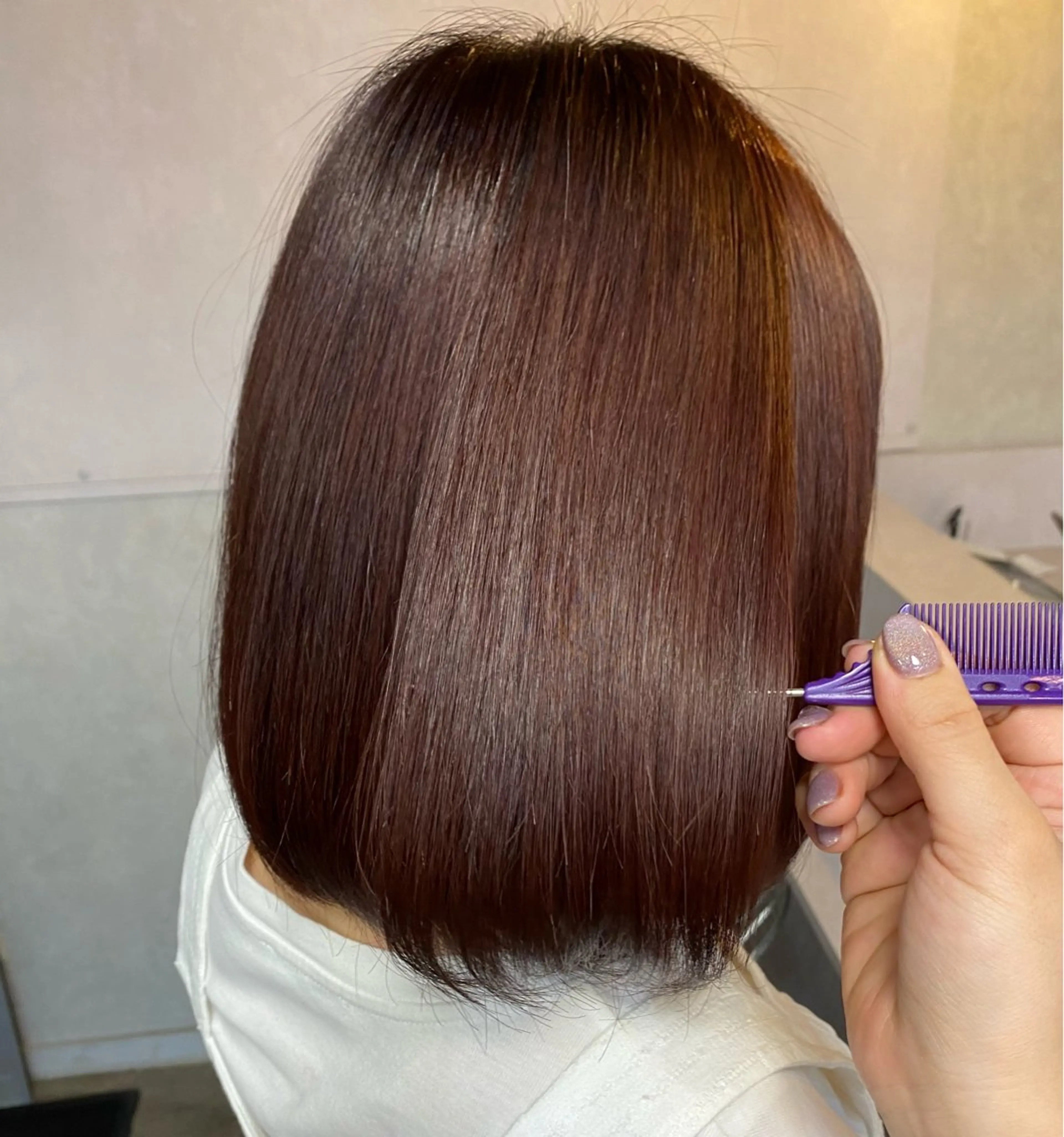 ミディアム ヘアカラー トリートメント 💜髪質改善/ 艶カラー/ミナ🩷のヘアスタイル