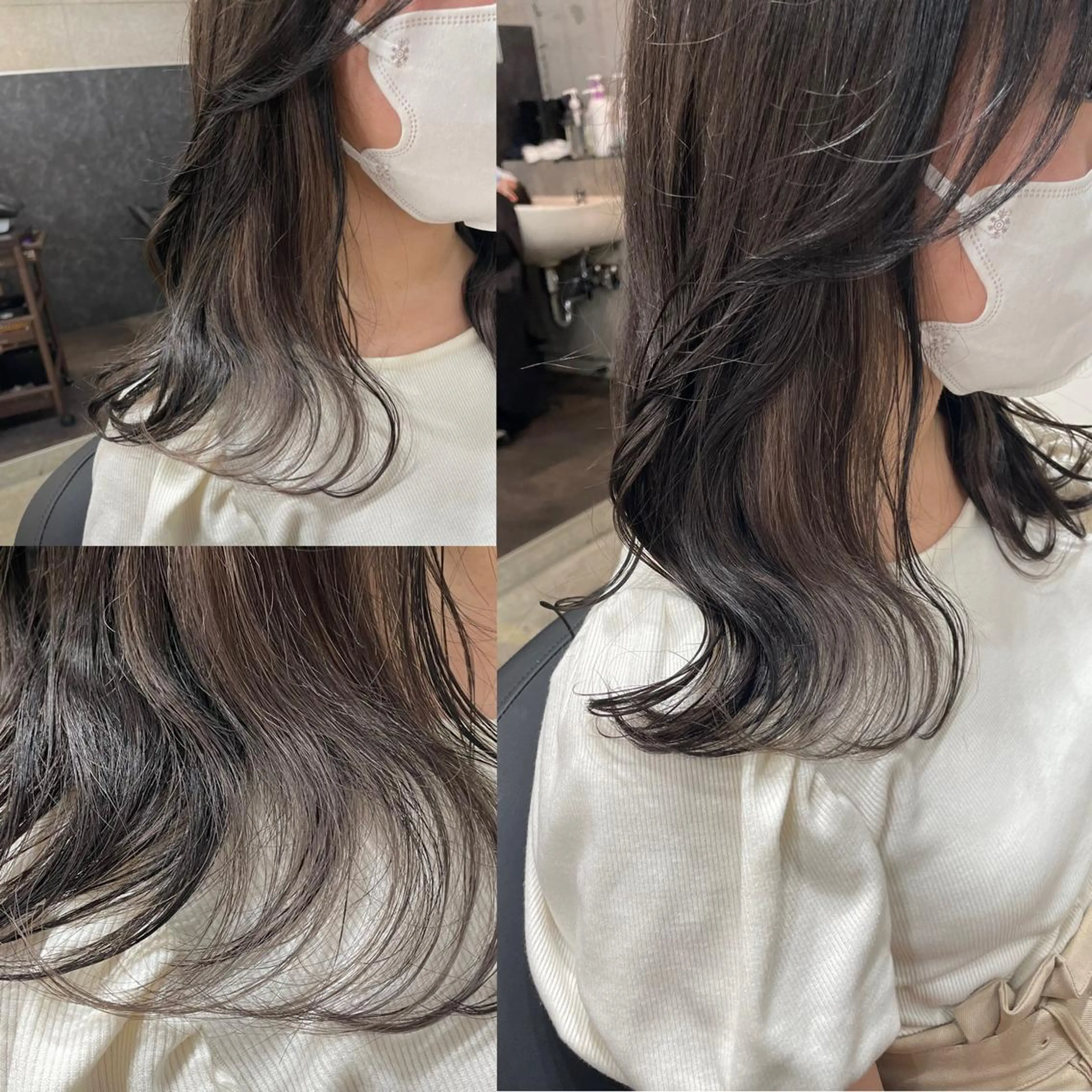 ミディアム カラー ヘアアレンジ ボブレイヤー ミディアムパーマ バレイヤージュ ミストバング ベージュカラー カット ヘアカラー トリートメント 韓国風レイヤー ハイトーンRYOTAのヘアスタイル