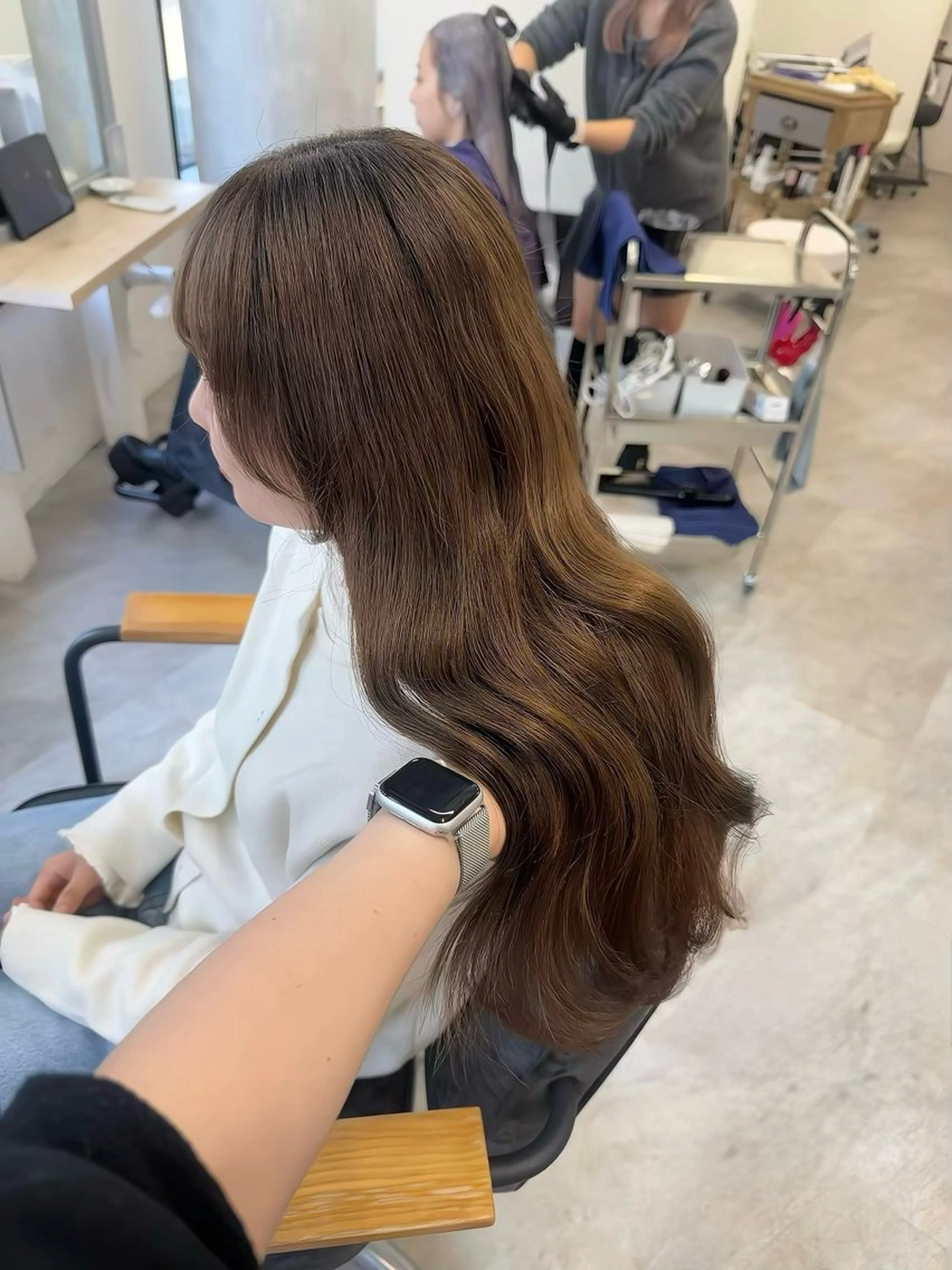 ロング カラー ヘアアレンジ ブラウンカラー マロンブラウン ヘアカラー トリートメント Himawari♡ 柔らかいカラーのヘアスタイル