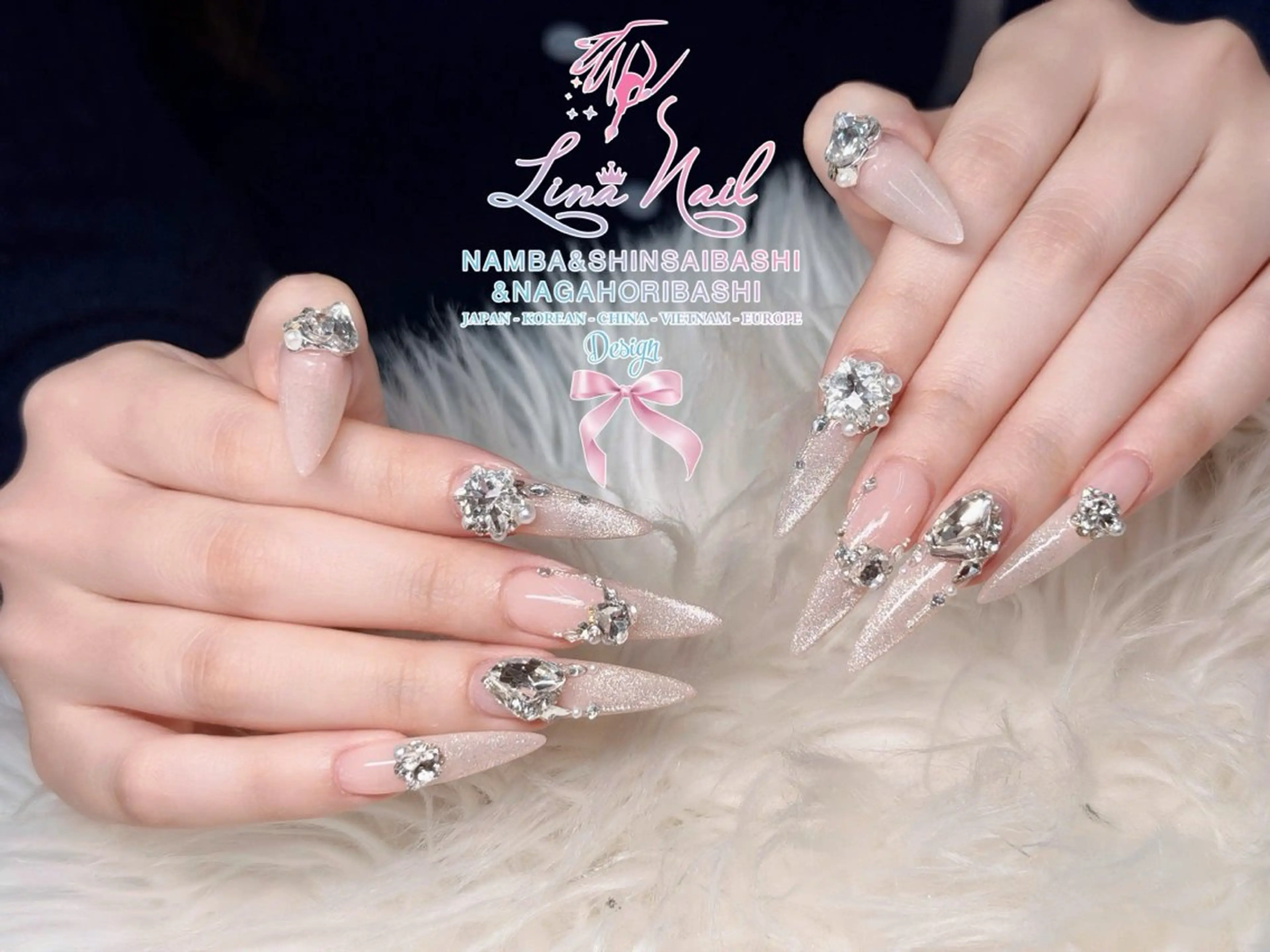 ロング 韓国風ヘア ロング クリスマス ハンドネイル Linanail Nambaのマツエク・マツパデザイン