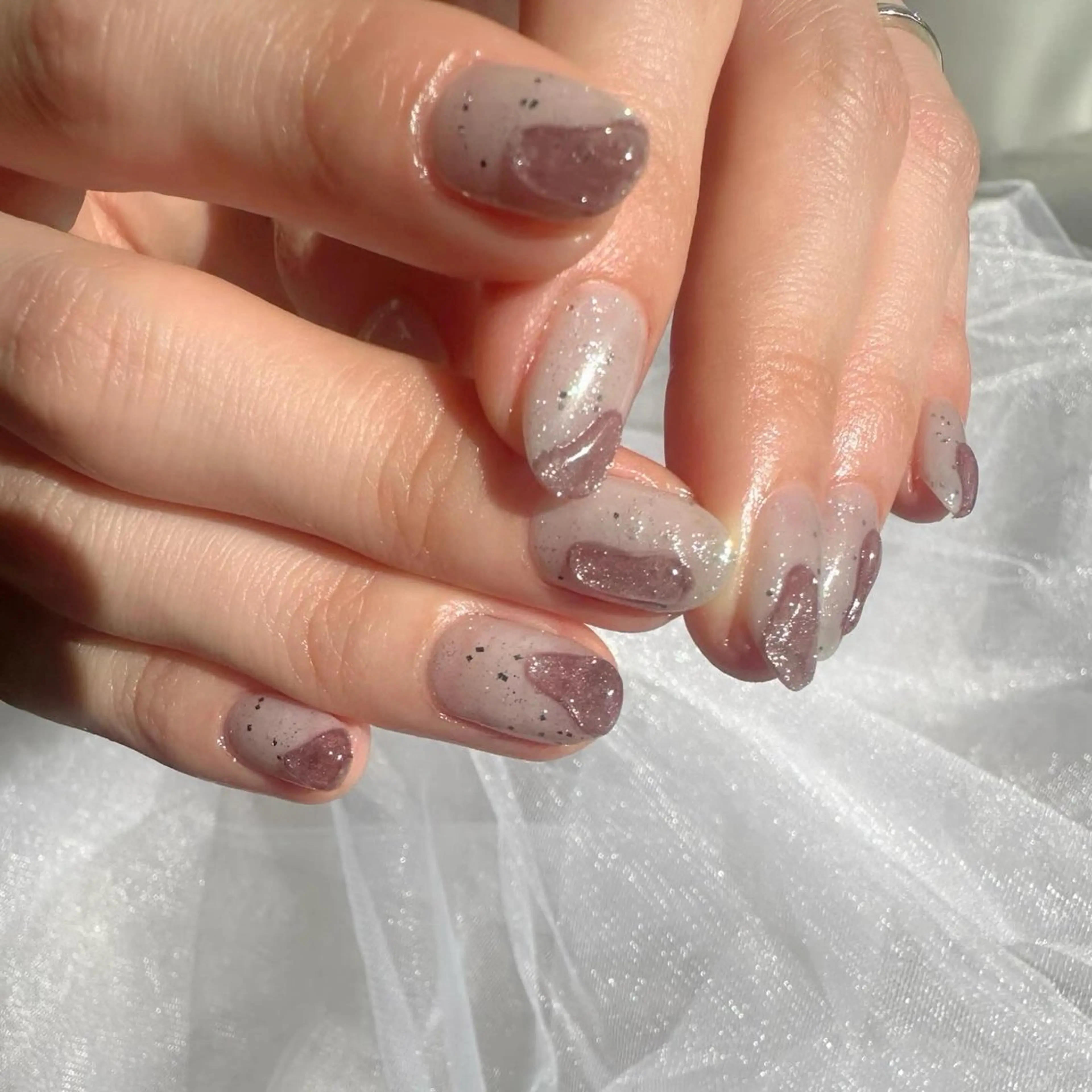 ネイル オーロラネイル クリアネイル 氷ネイル・うるうるネイル キラキラネイル 韓国ネイル 🪞KAPE NAIL 🪞のネイルデザイン
