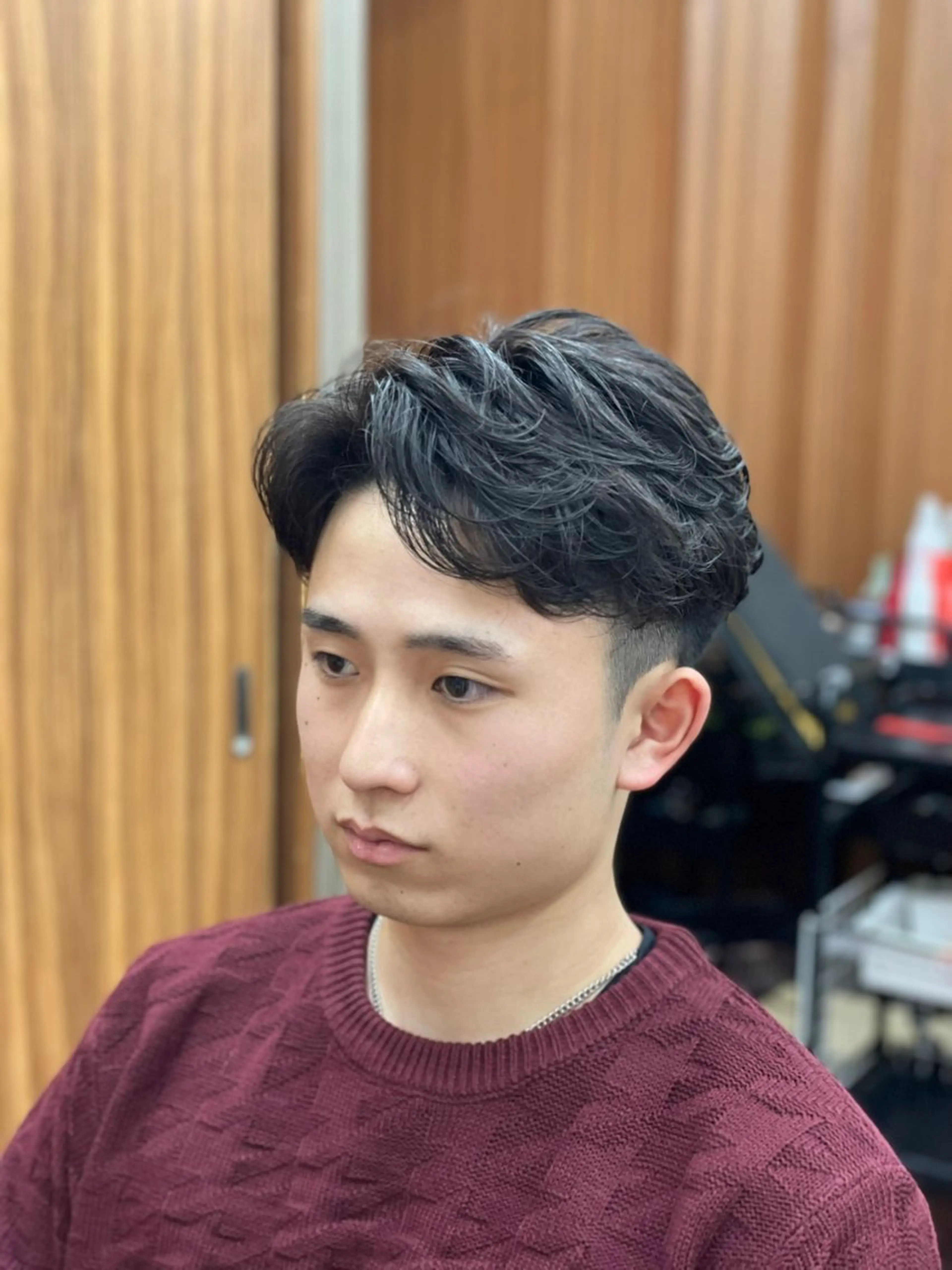 ミディアム パーマ メンズ メンズパーマ 赤司 泰樹のヘアスタイル