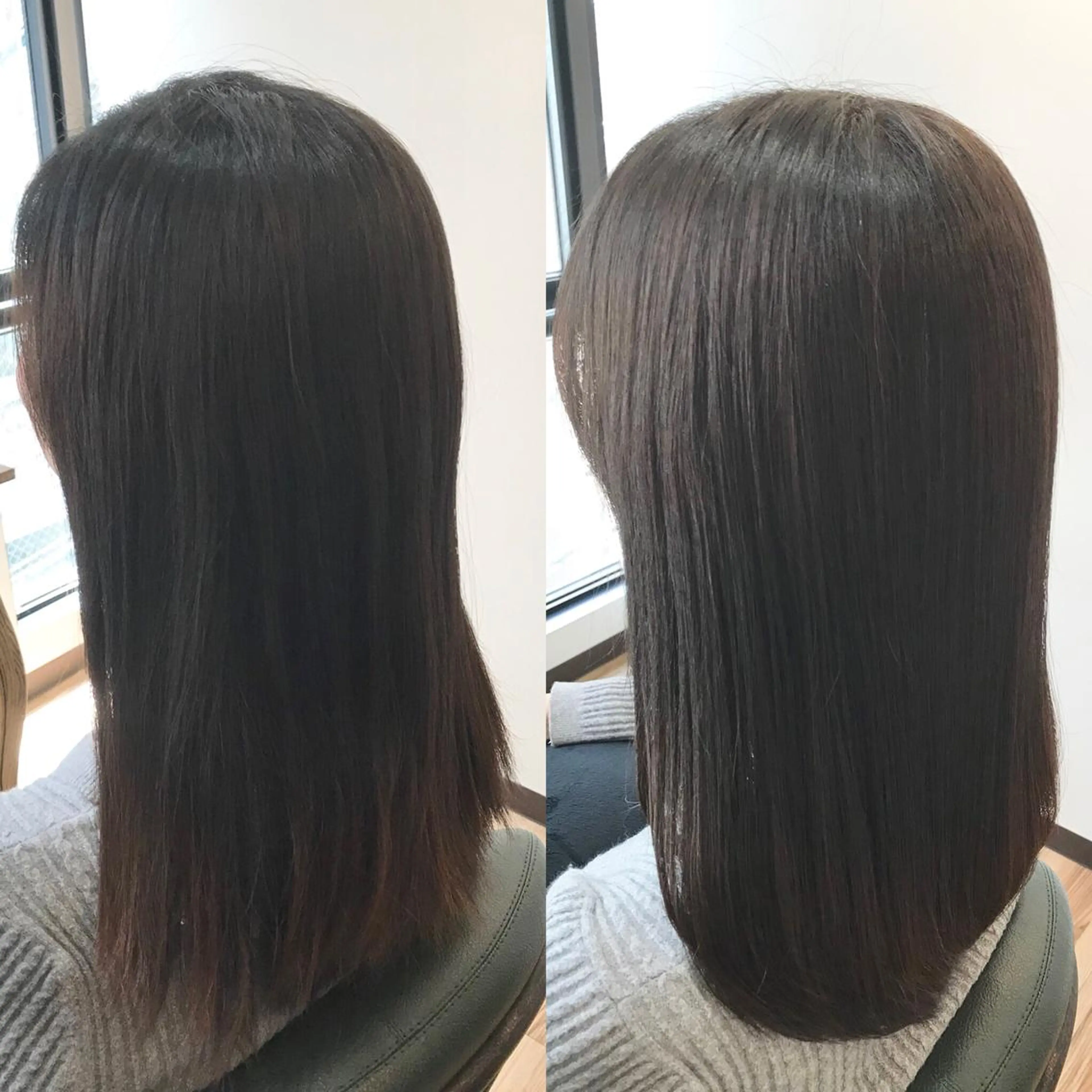 セミロング 縮毛矯正 福岡口コミNo1🎀 コテ巻き風パーマ専門のヘアスタイル