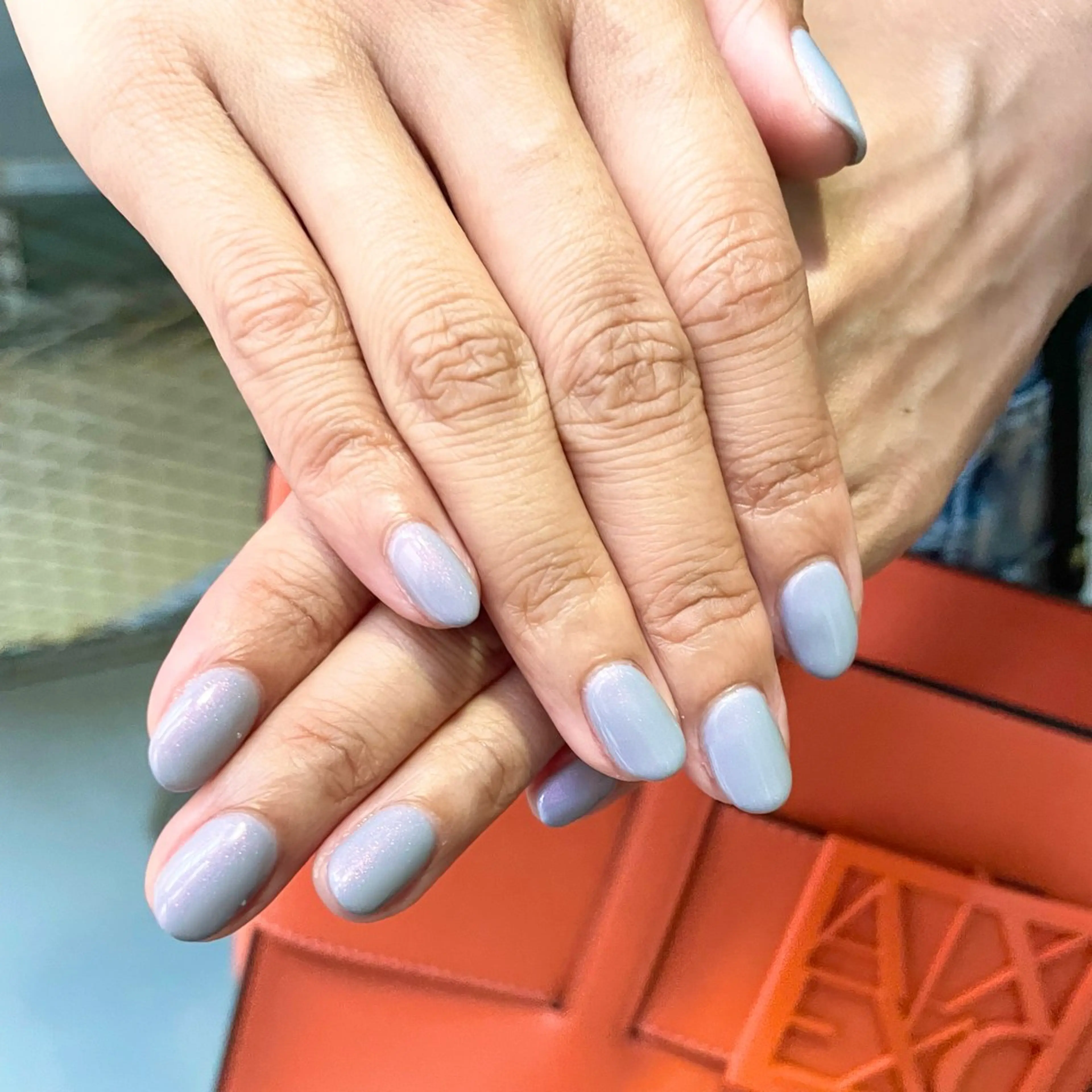ネイル ブルー ラメ(グリッター) ピンク nailsalon amity🌿池田のネイルデザイン