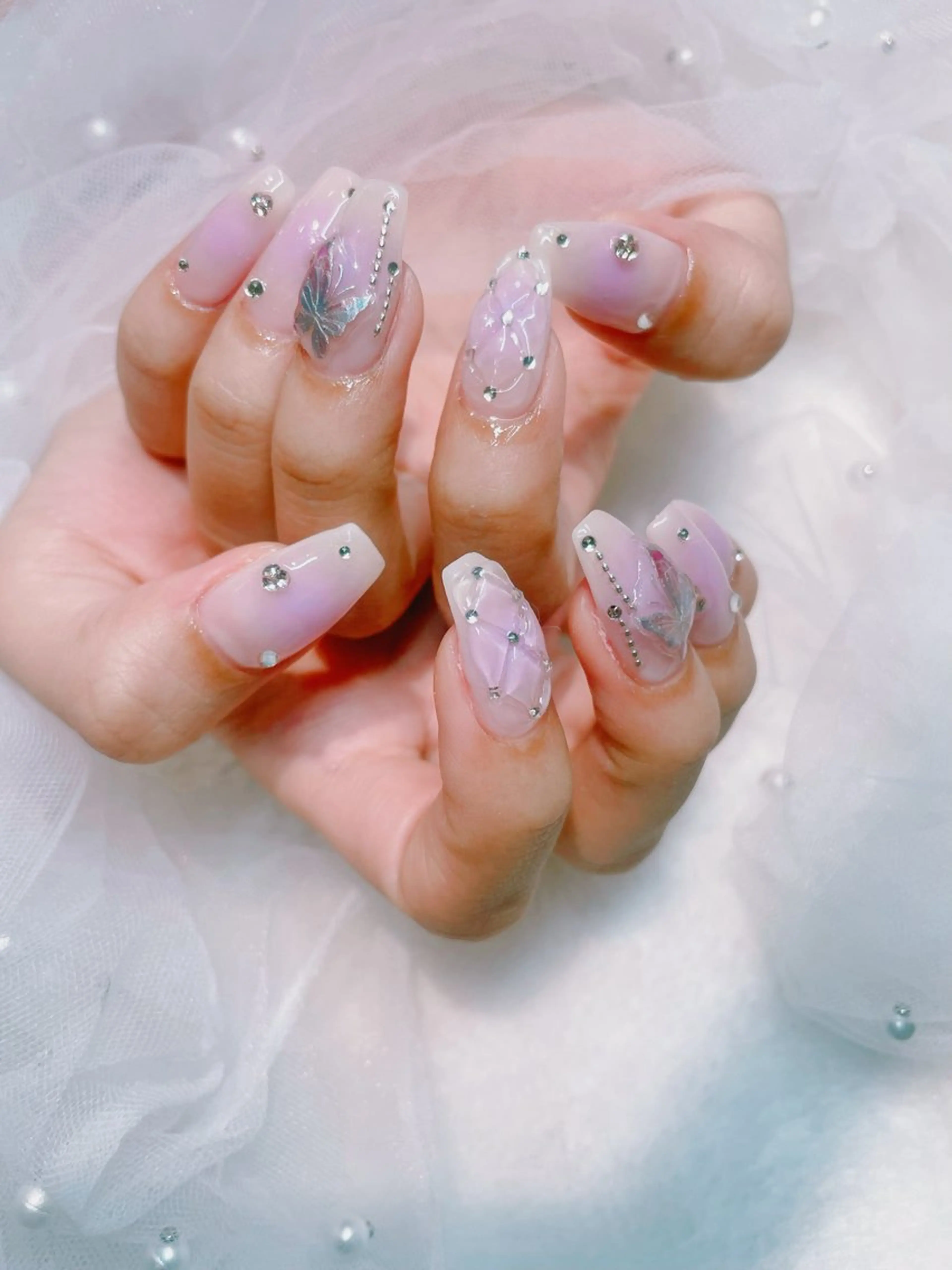 ネイル チークネイル パープル I-nail Moeのネイルデザイン