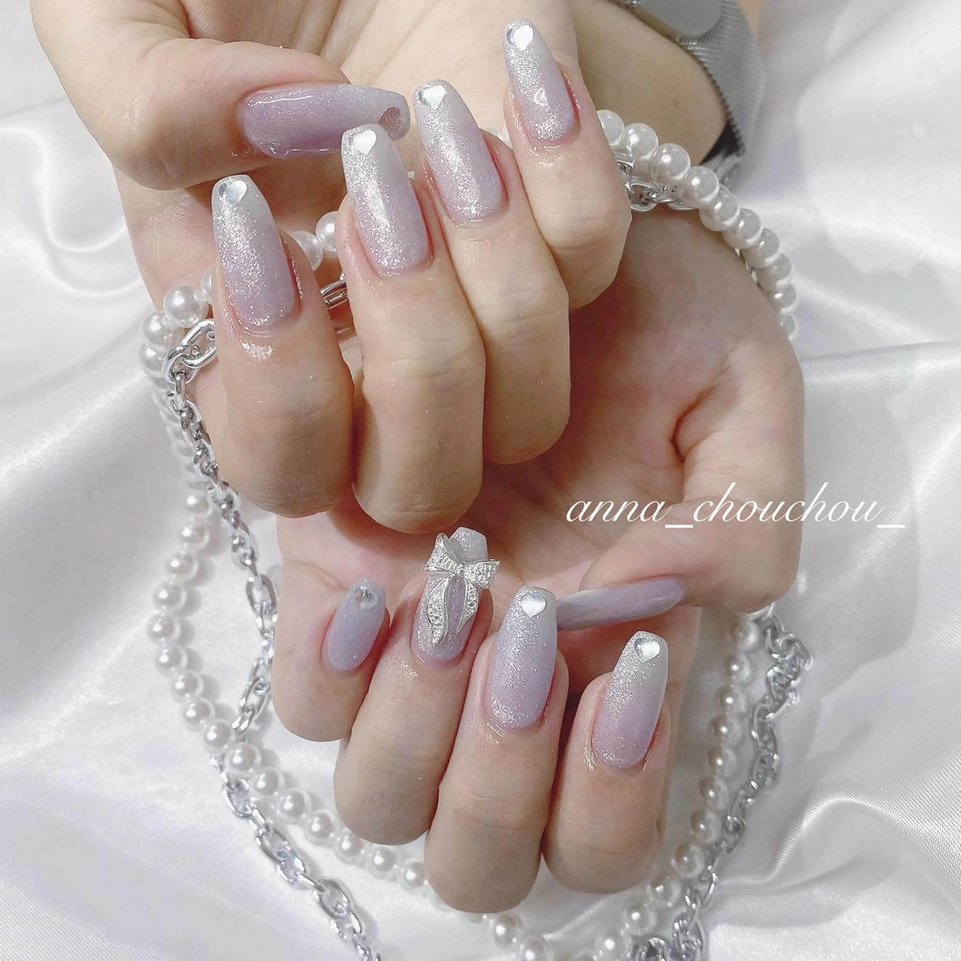 ネイル ブルー ラメ(グリッター) Anna Sano⭐️のネイルデザイン