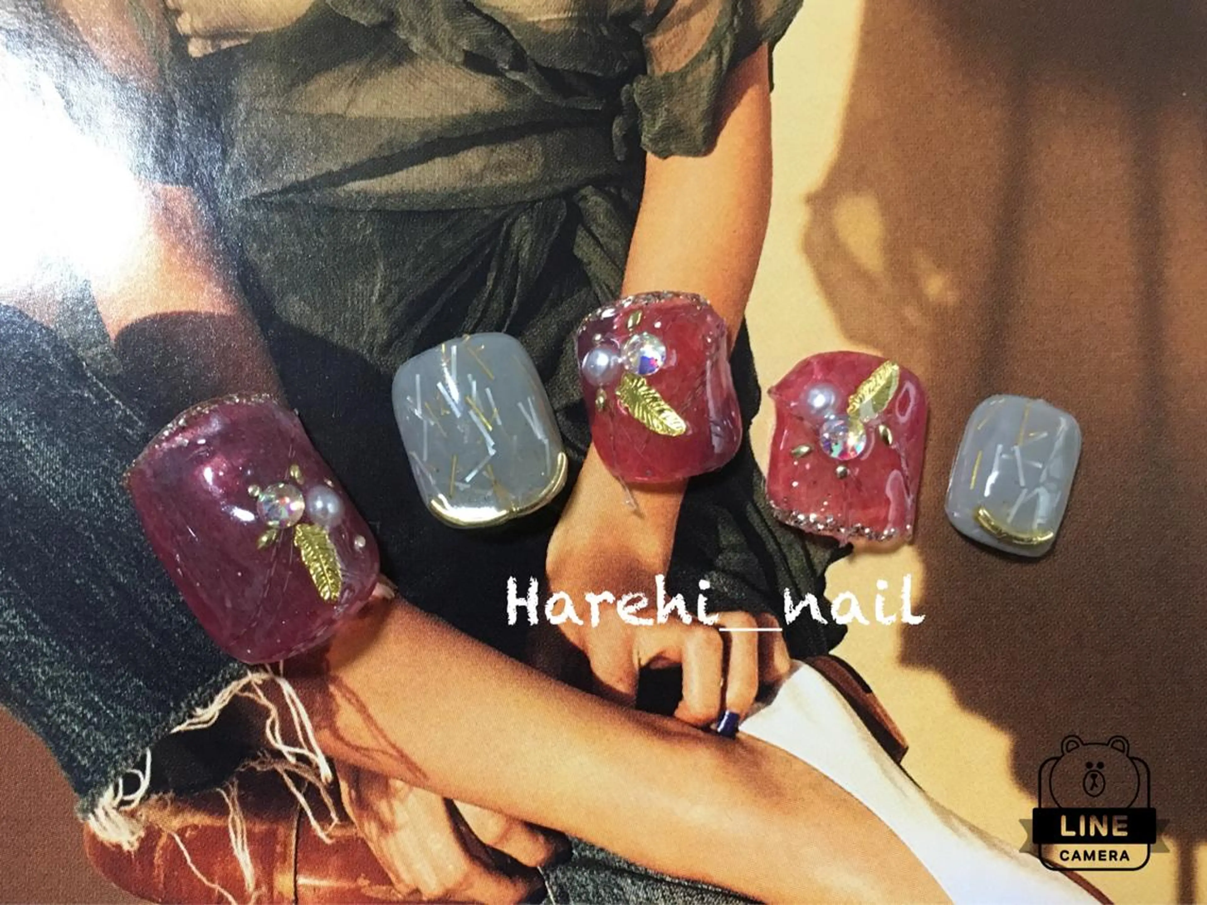 ネイル ボルドー フットネイル フットネイル Harehi_ nailのネイルデザイン