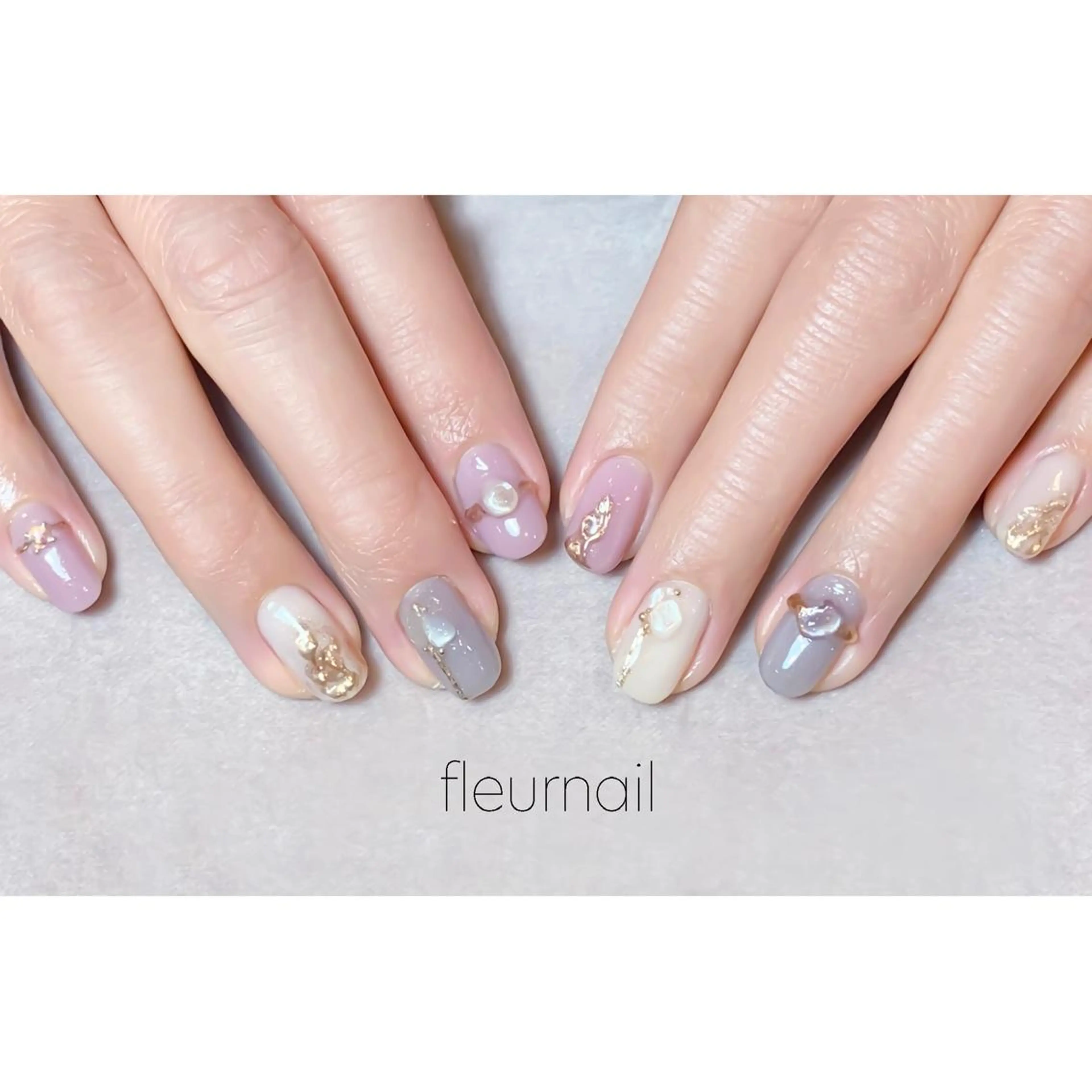 ネイル ブルー 長さ出し ジェルネイル ミラーネイル パラジェル ハンドネイル fleurnail miuraのネイルデザイン