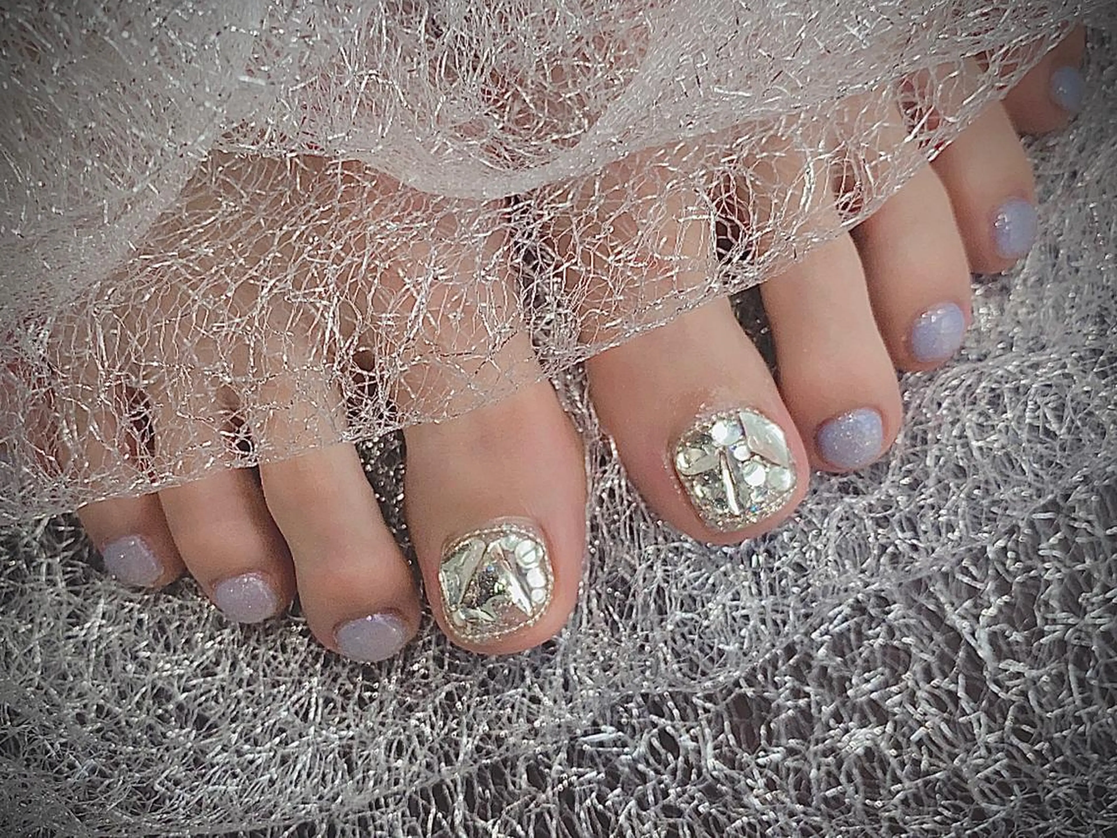 ネイル フットネイル I-nailロング /ワンホン/キラキラのネイルデザイン