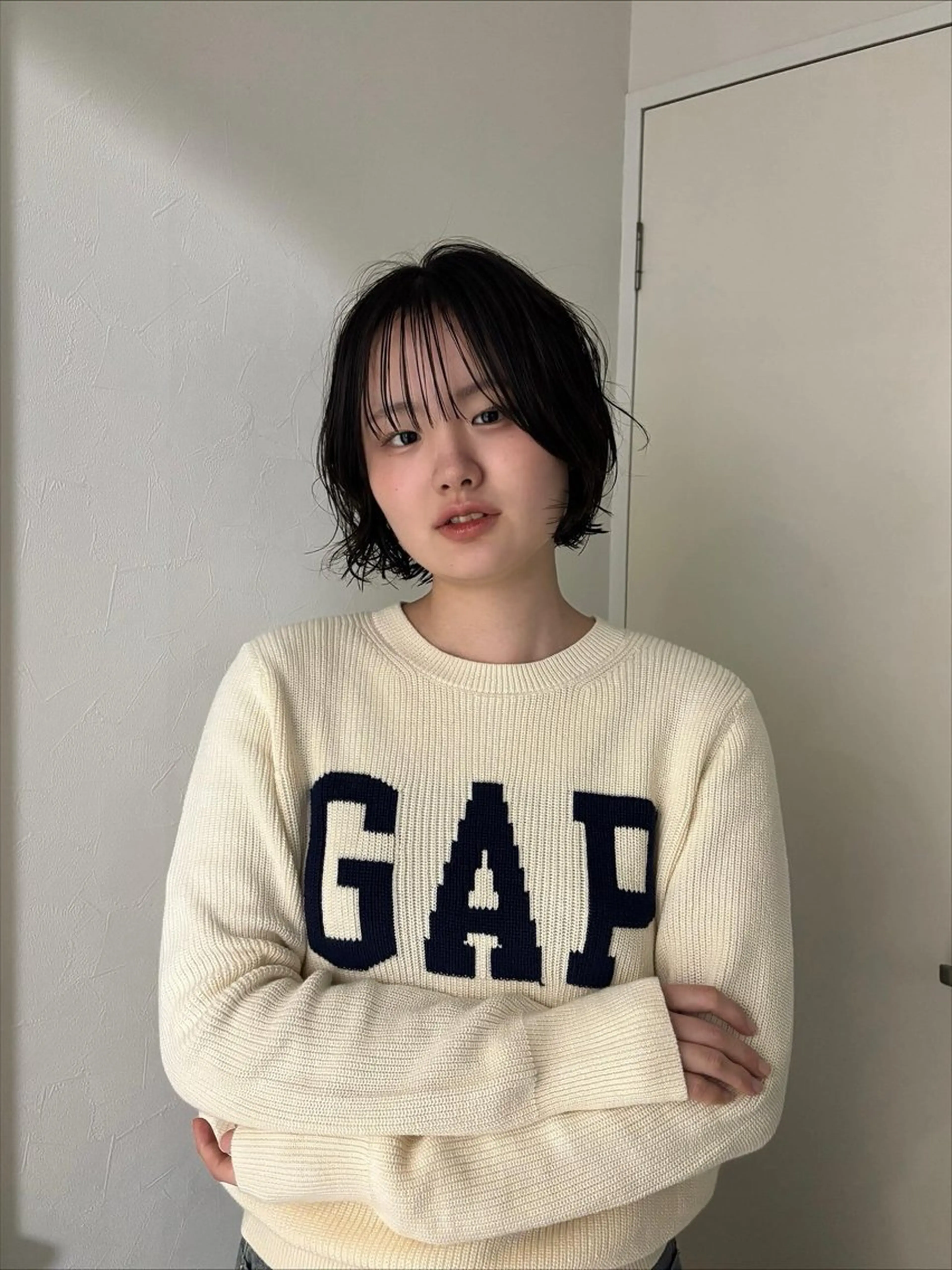 ショート ボブ 顔周りカット カット パーマ enrich / キタガワ カノンのヘアスタイル