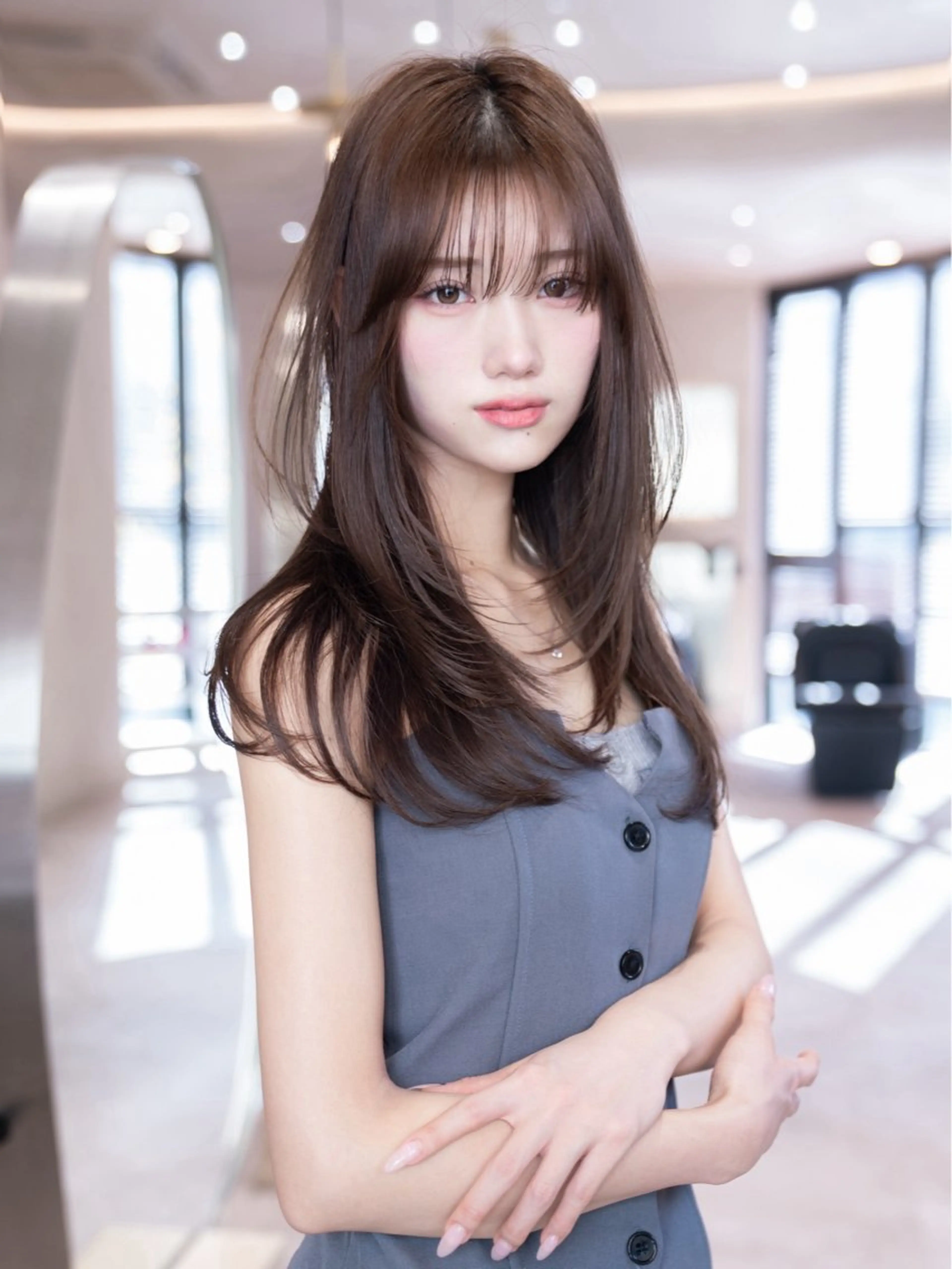 ロング ロングレイヤー レイヤーカット ロング 小顔カット トリートメント カット 韓国ヘア/レイヤー そーた/渋谷駅のヘアスタイル