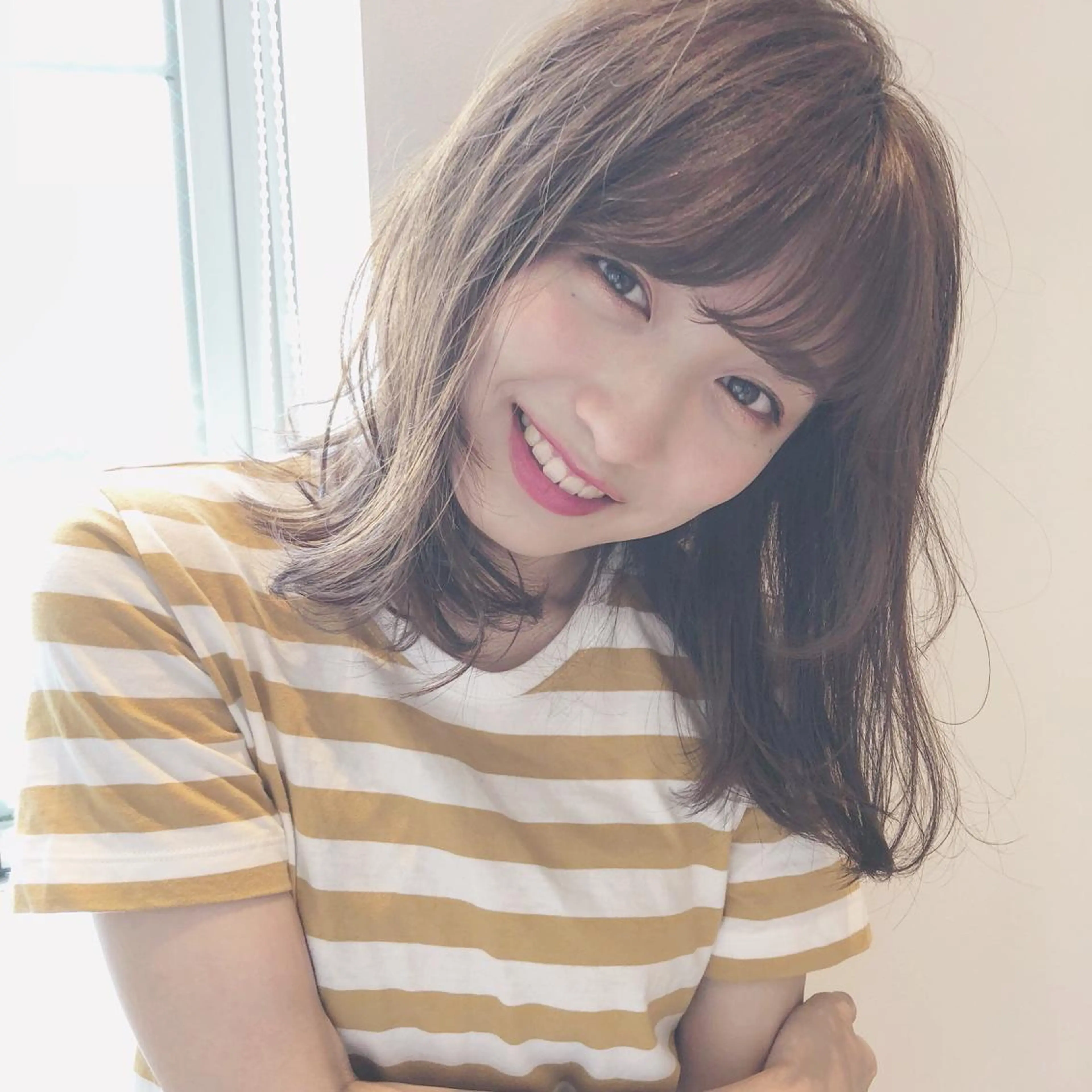 ミディアム カラー ヘアアレンジ 店長/mao/ 前髪/顔周りカットのヘアスタイル