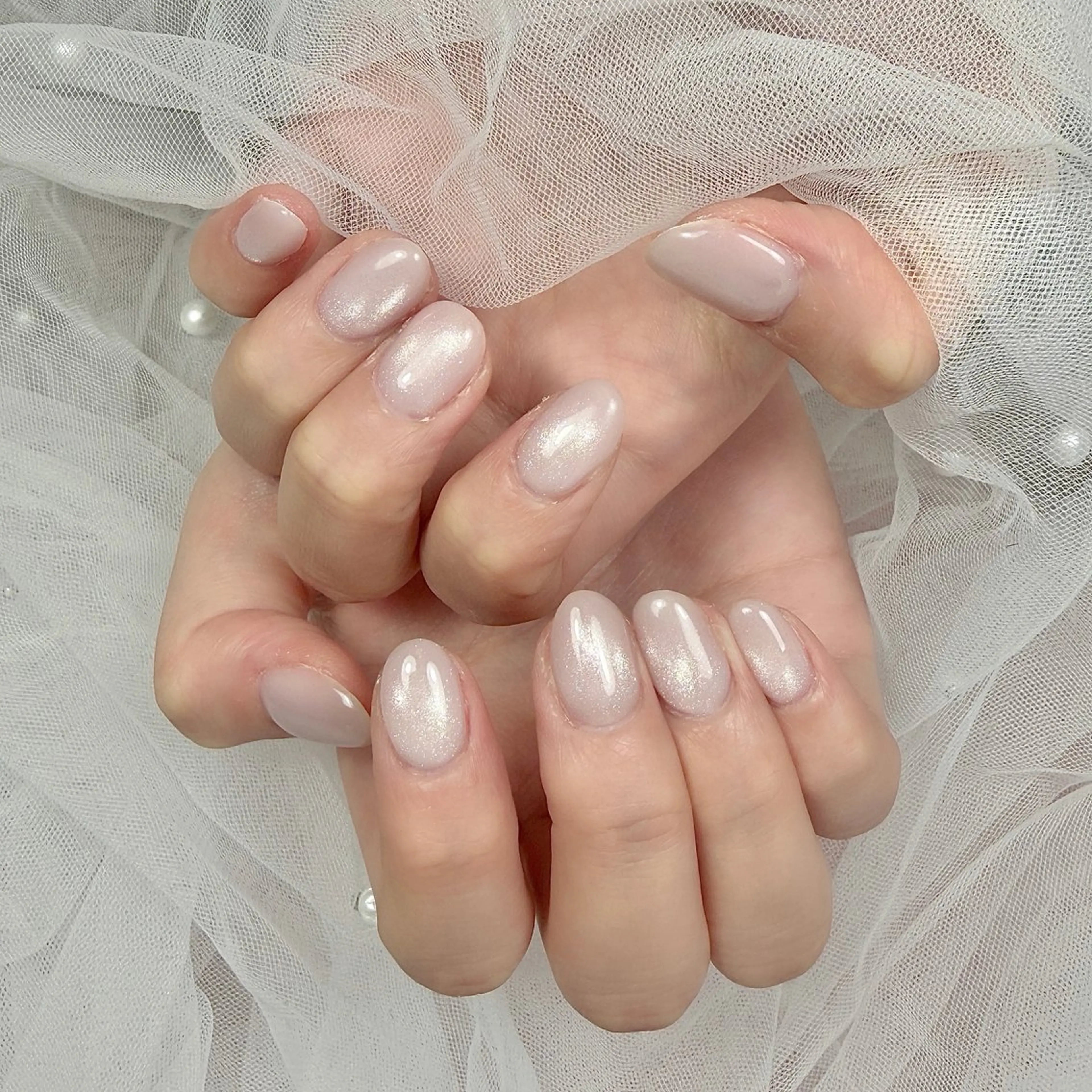 ネイル ラメ(グリッター) ピンク ホワイト ハンドネイル Haney. MEIのネイルデザイン