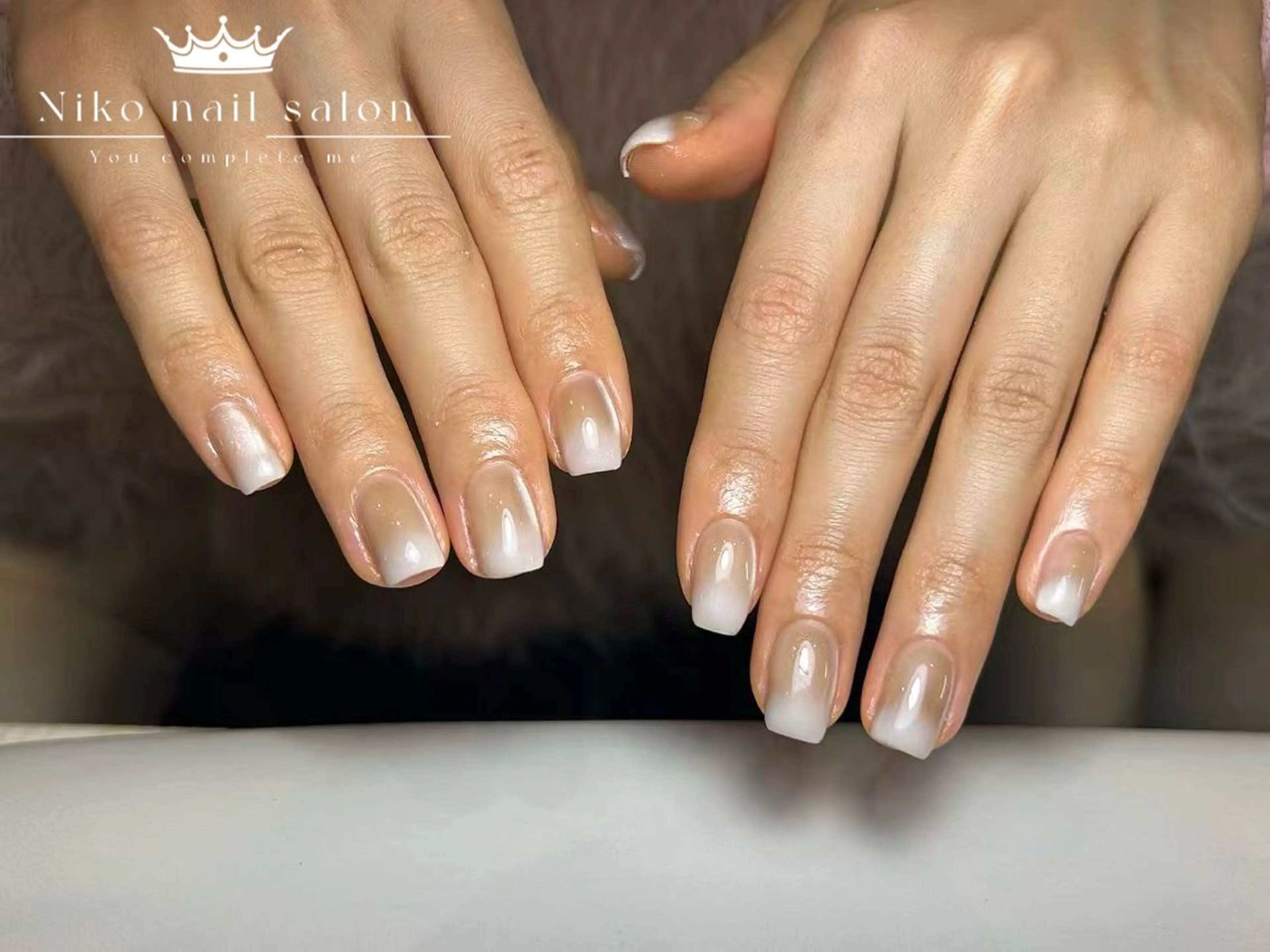 ネイル チークネイル フットネイル フレンチネイル ジェルネイル ガラスフレンチ 柚子 Nikoのネイルデザイン