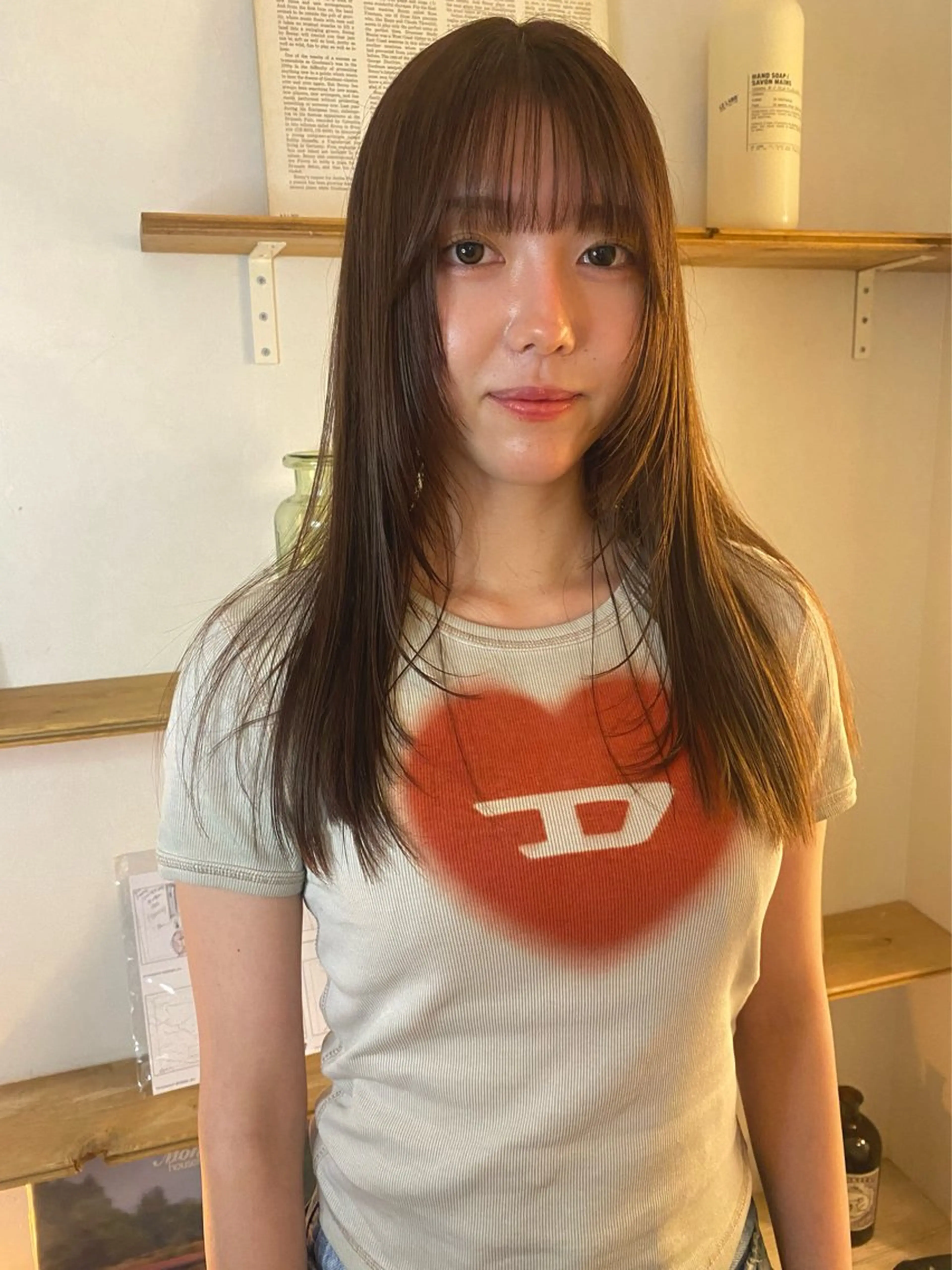 ロング カラー ブラウンカラー オリーブブラウン オリーブカラー レイヤーカット カット ヘアカラー 森貴裕/ベージュ/ パーマ/オリーブのヘアスタイル