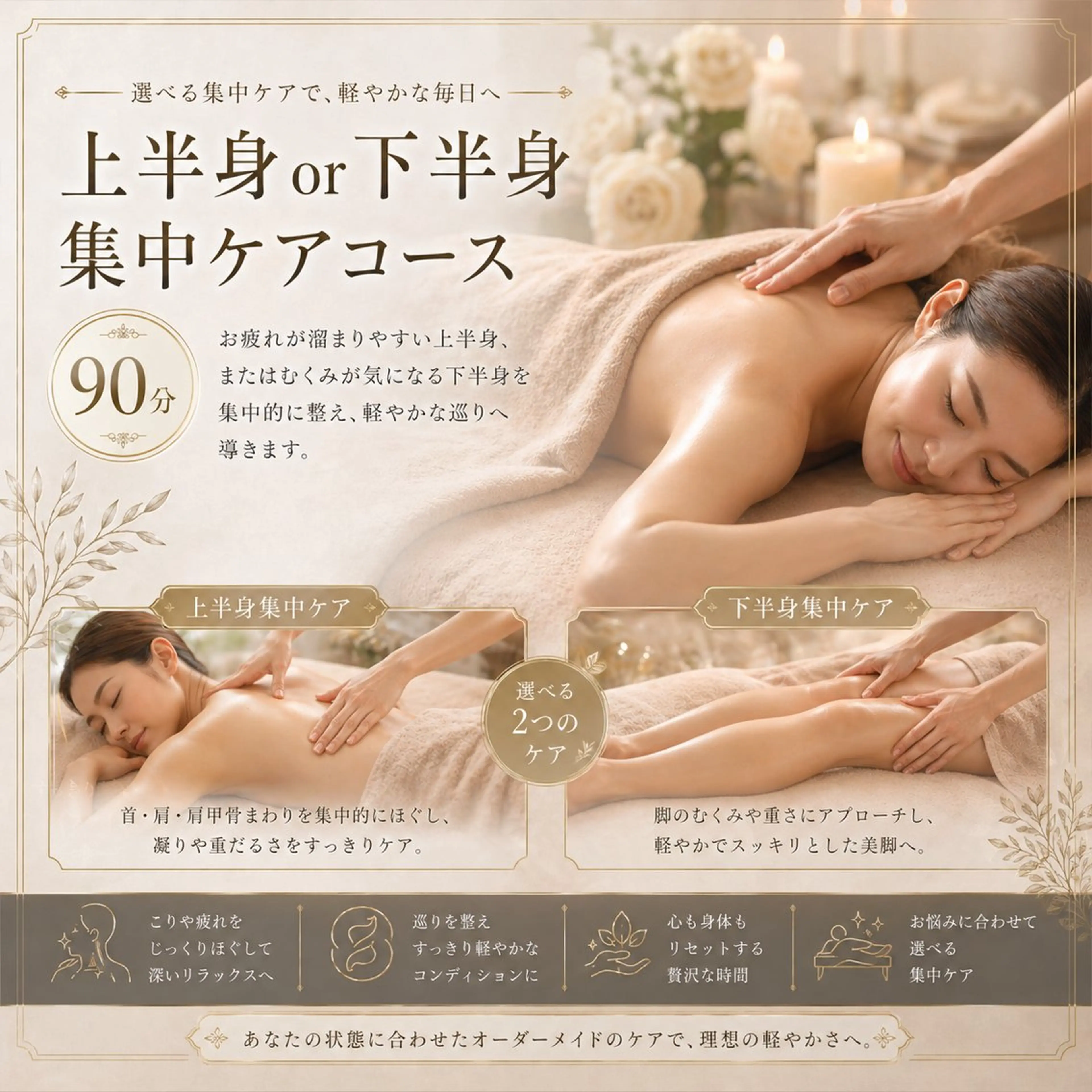 上半身or下半身集中ケアコース　90分の写真