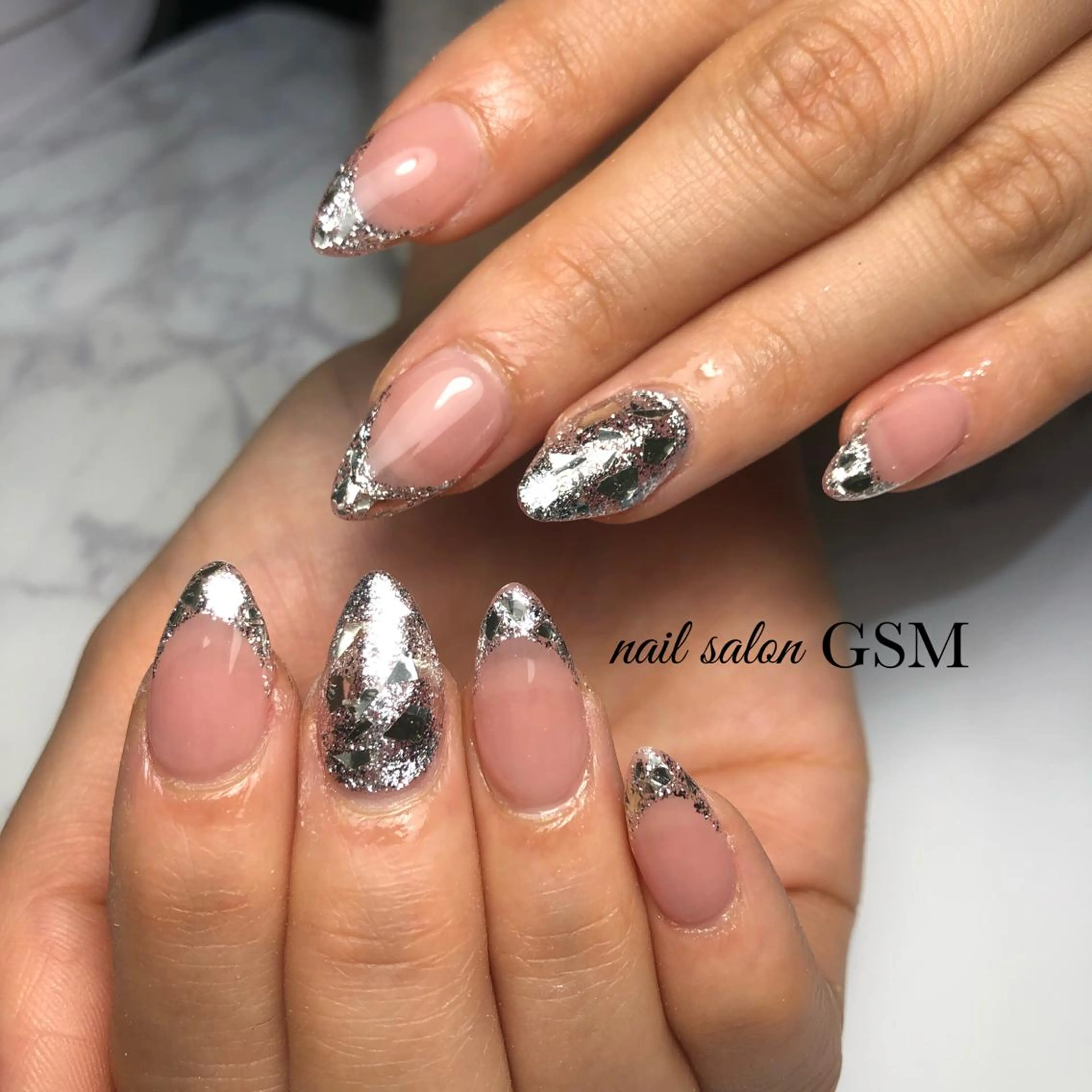 ネイル フレンチネイル ガラスフレンチ ハンドネイル nail salon GSMのネイルデザイン