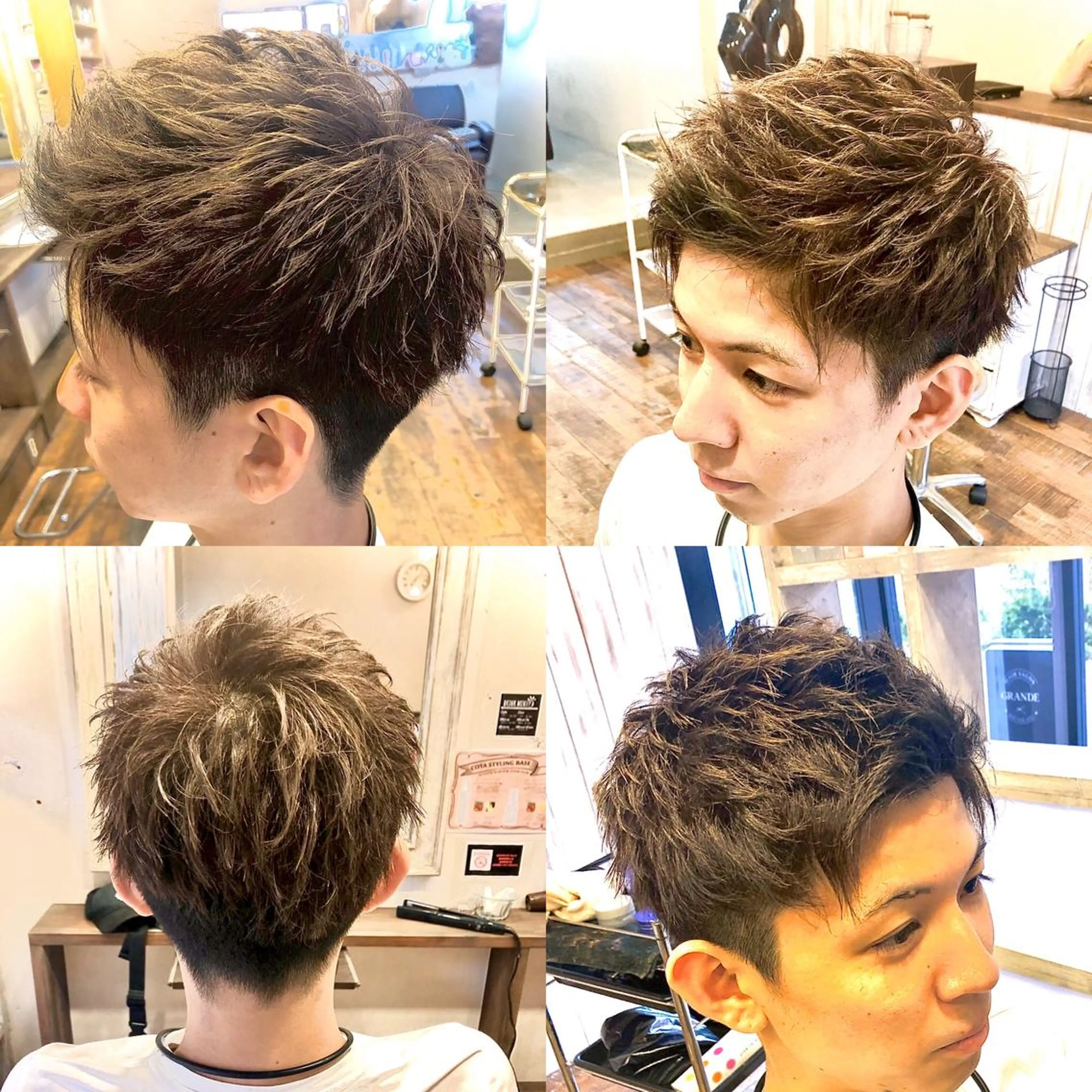 ショート カラー ヘアアレンジ メンズ アップバング メンズブリーチ メンズショート アッシュ ベージュカラー ✨最強美容師✨ 💙にっしー西村💙のヘアスタイル
