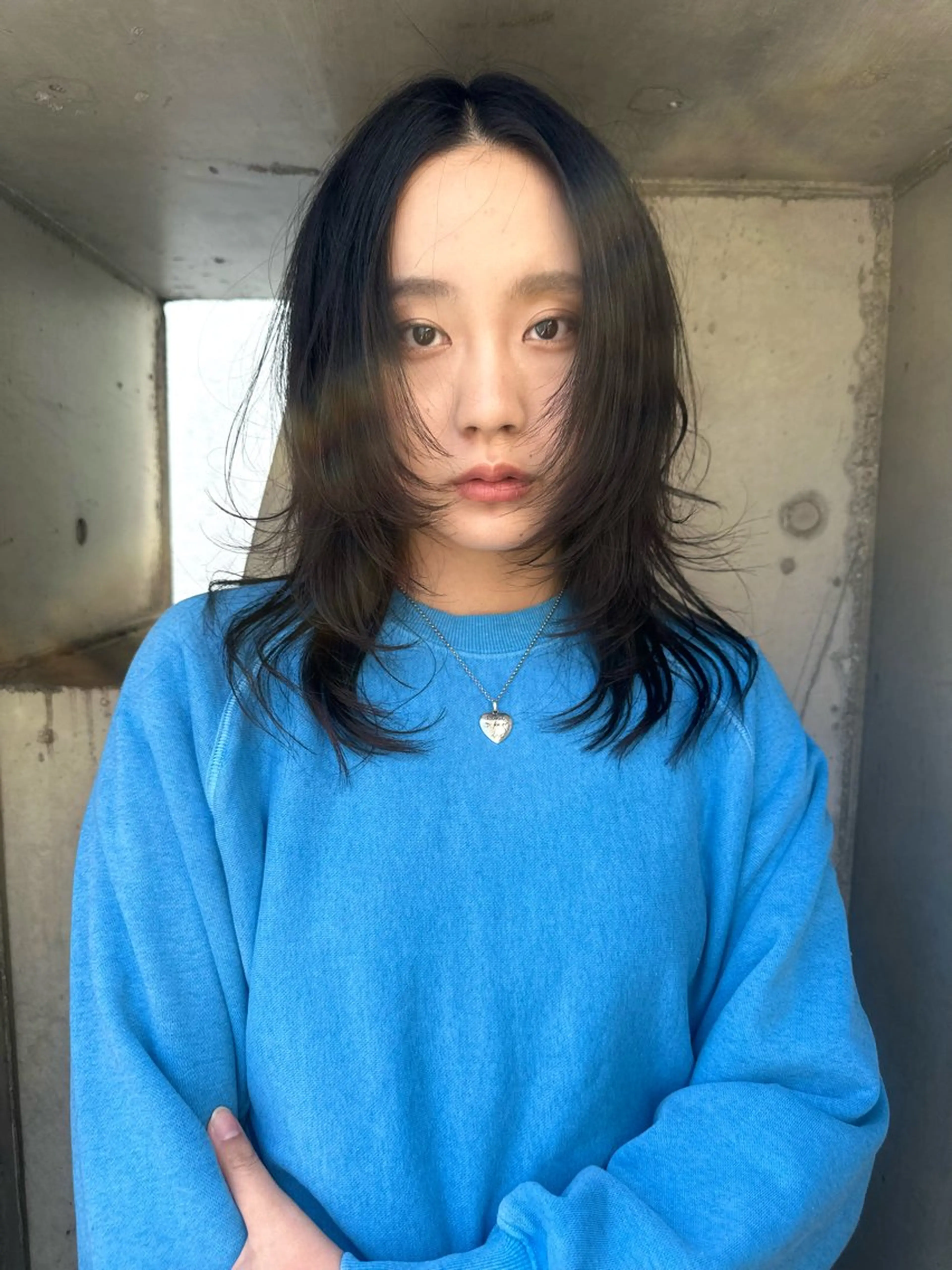 セミロング 似合わせカット ハイトーン/北村優人のヘアスタイル