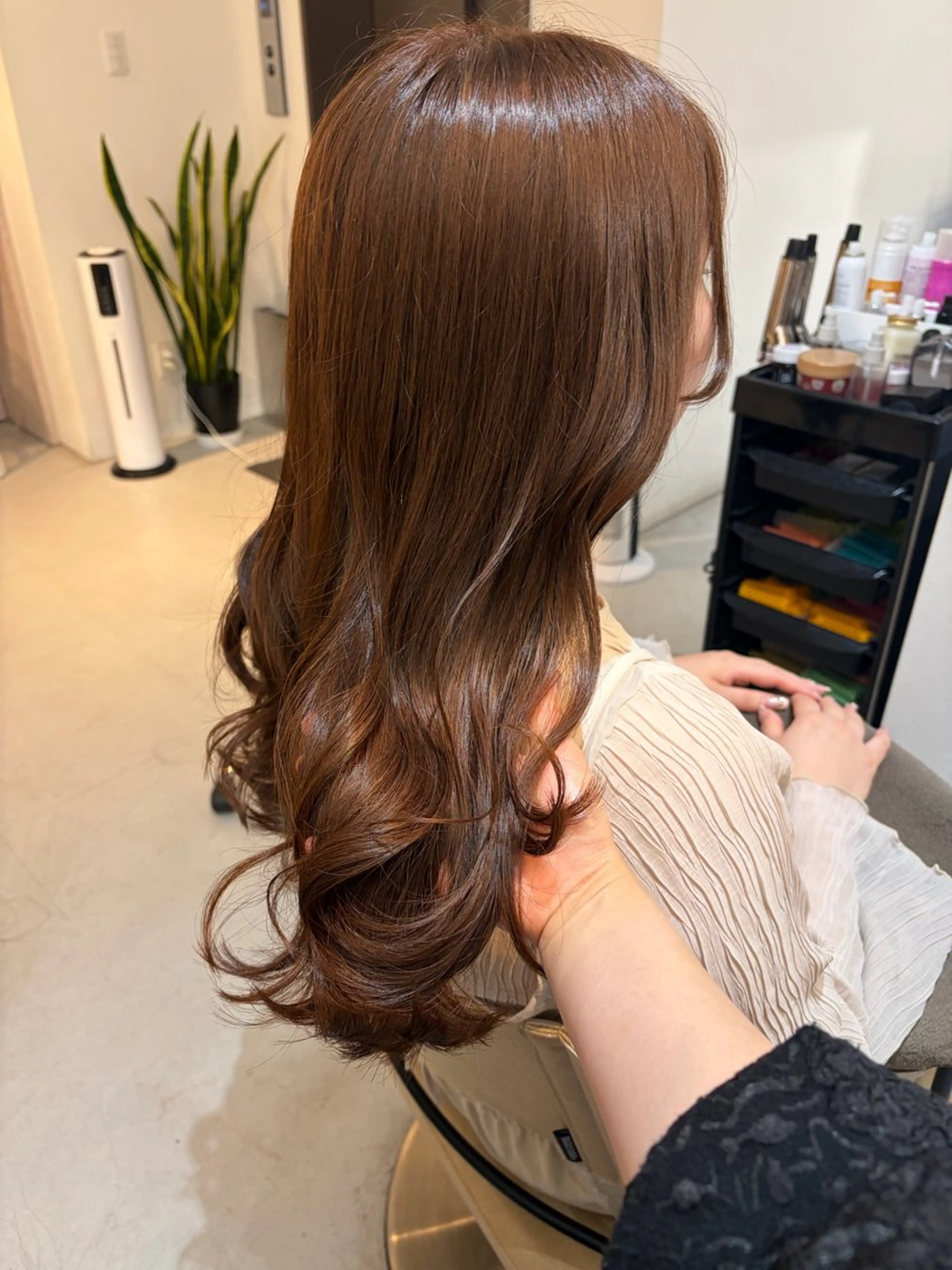 セミロング カット ヘアカラー トリートメント ✨色持ちの良い艶 カラー✨蟹江真世のヘアスタイル