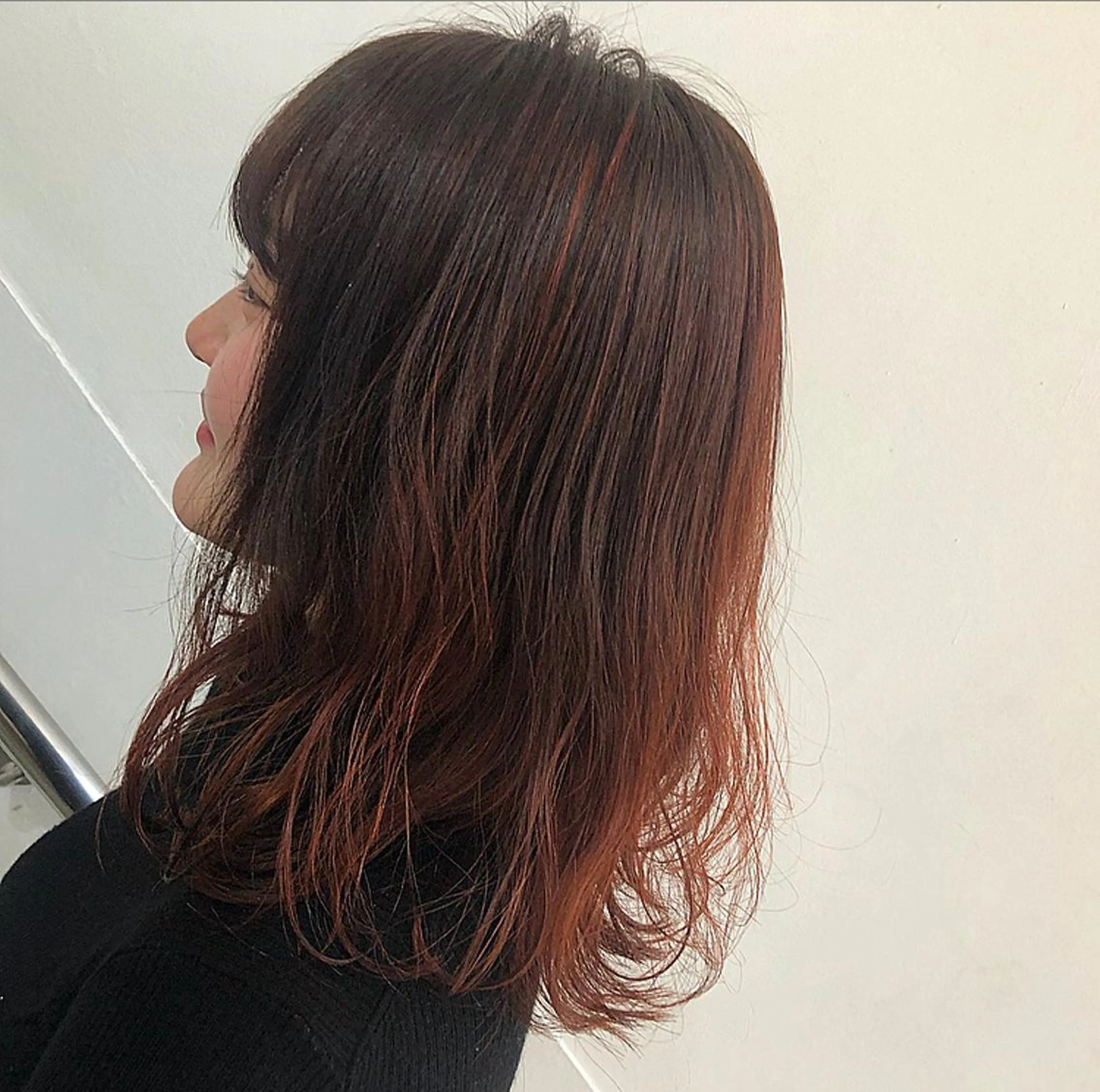 ミディアム カラー ブラウンカラー グラデーションカラー ハイライトカラー オレンジ オレンジブラウン friity所属・🕊️ HONOKAのヘアスタイル