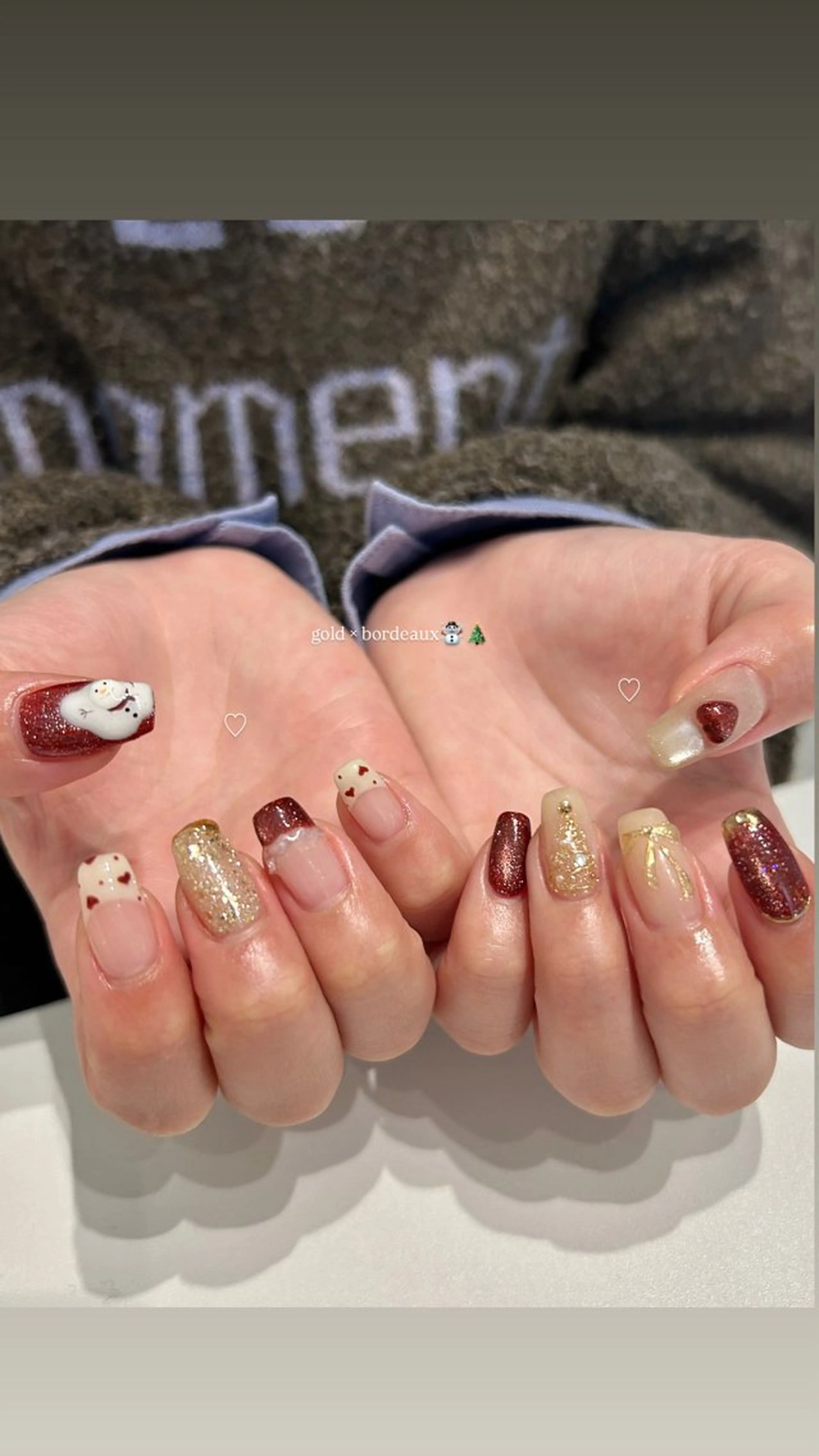 ネイル ボルドー キラキラネイル マグネットネイル ハンドネイル nail salon moiのネイルデザイン