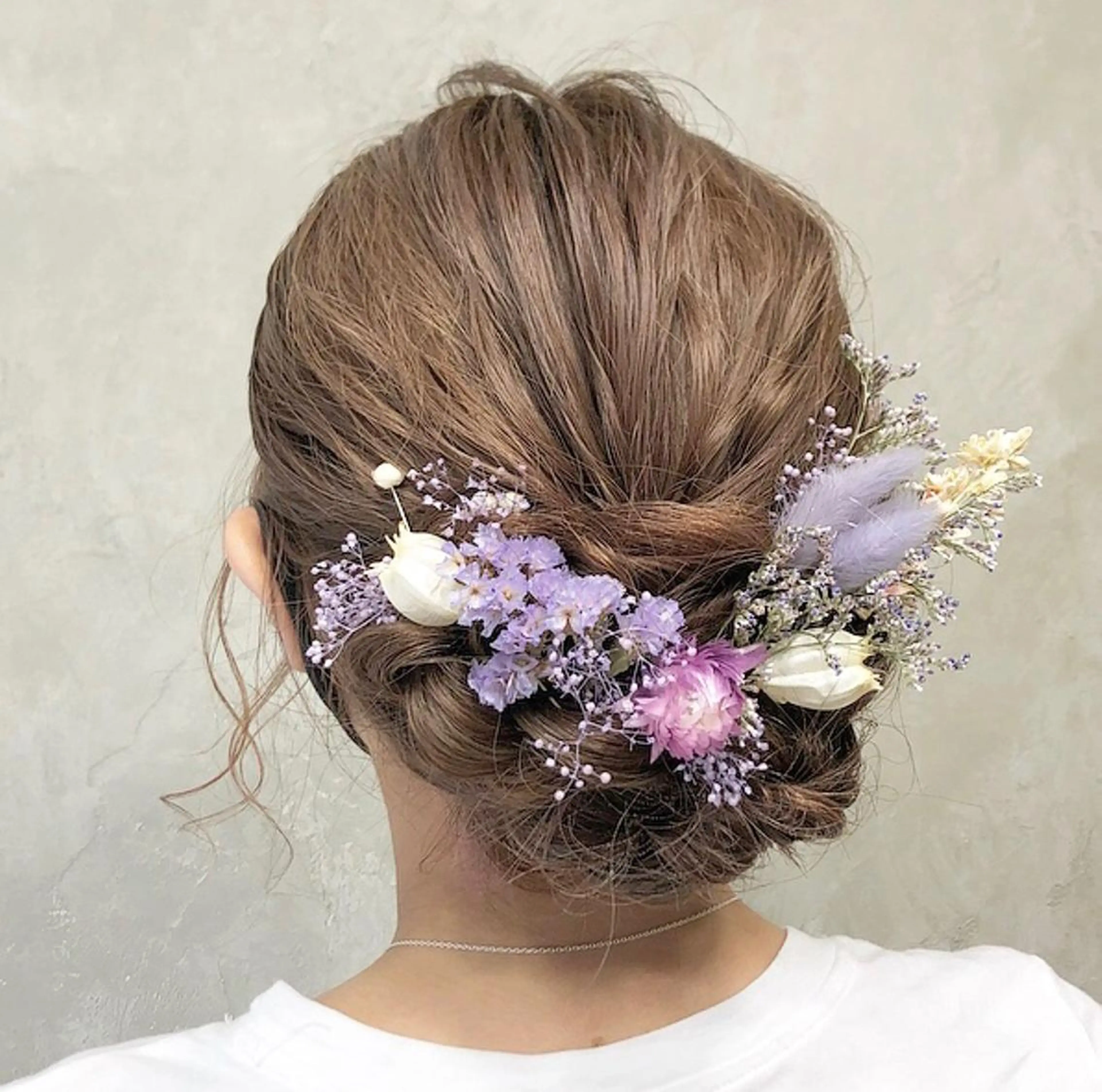 セミロング ヘアアレンジ 艶ピンク*ヘアセット 🌙shioriのヘアスタイル