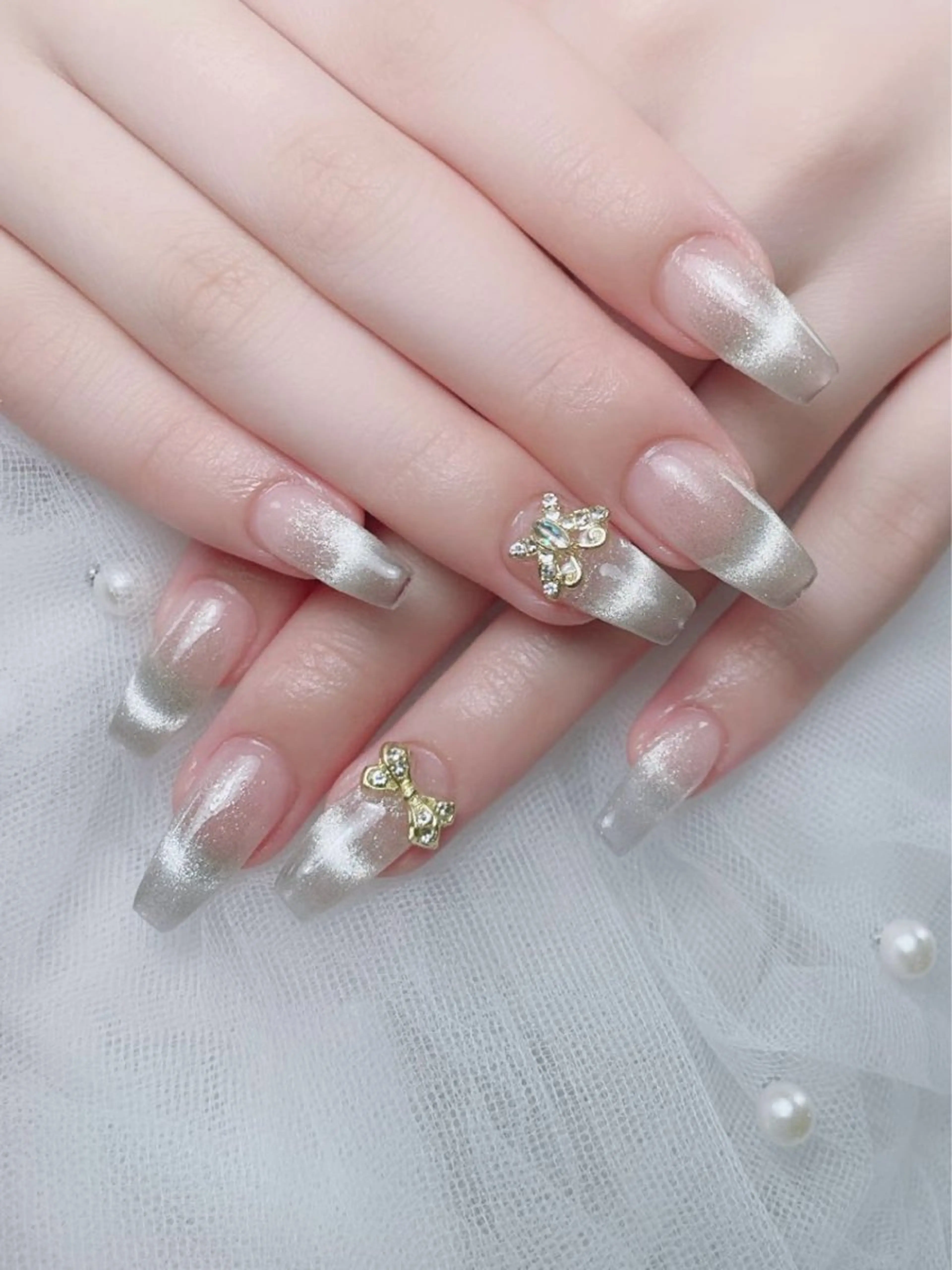 ネイル フレンチネイル ジェルネイル ハート 韓国ネイル マグネットネイル ハンドネイル ネイルサロン lotusのネイルデザイン