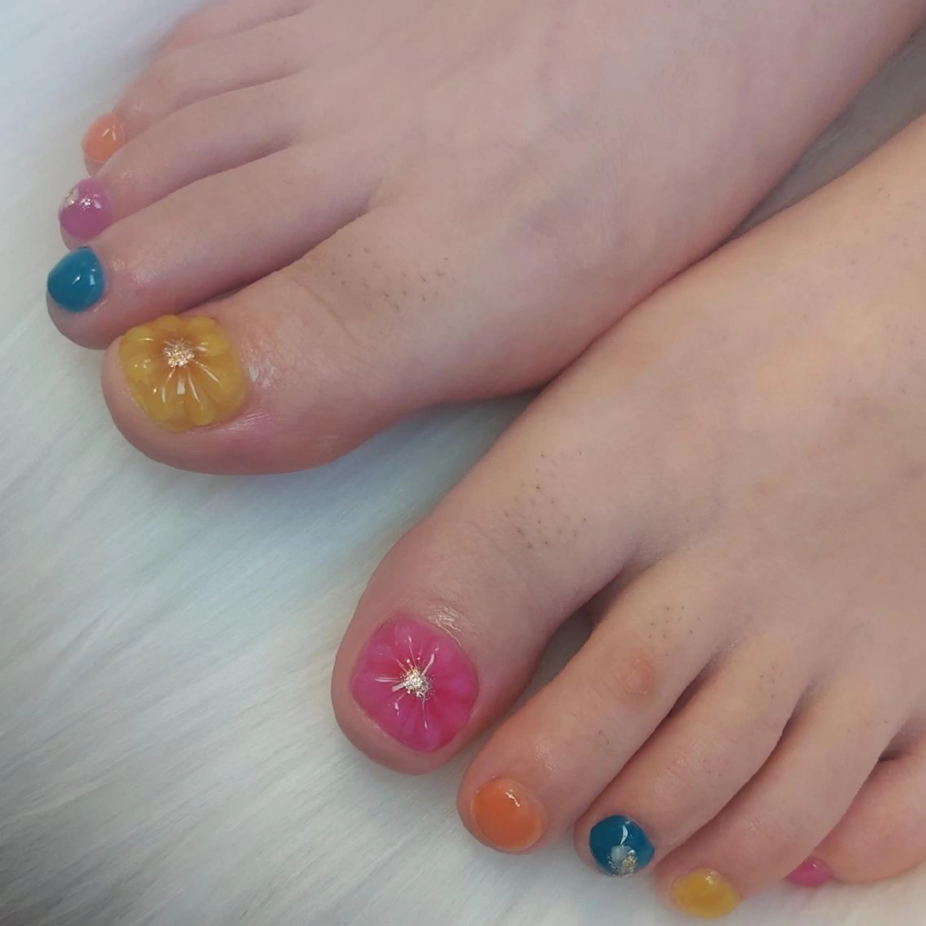 ネイル フラワーネイル ぷっくりネイル ジェヌインネイル 河内のネイルデザイン