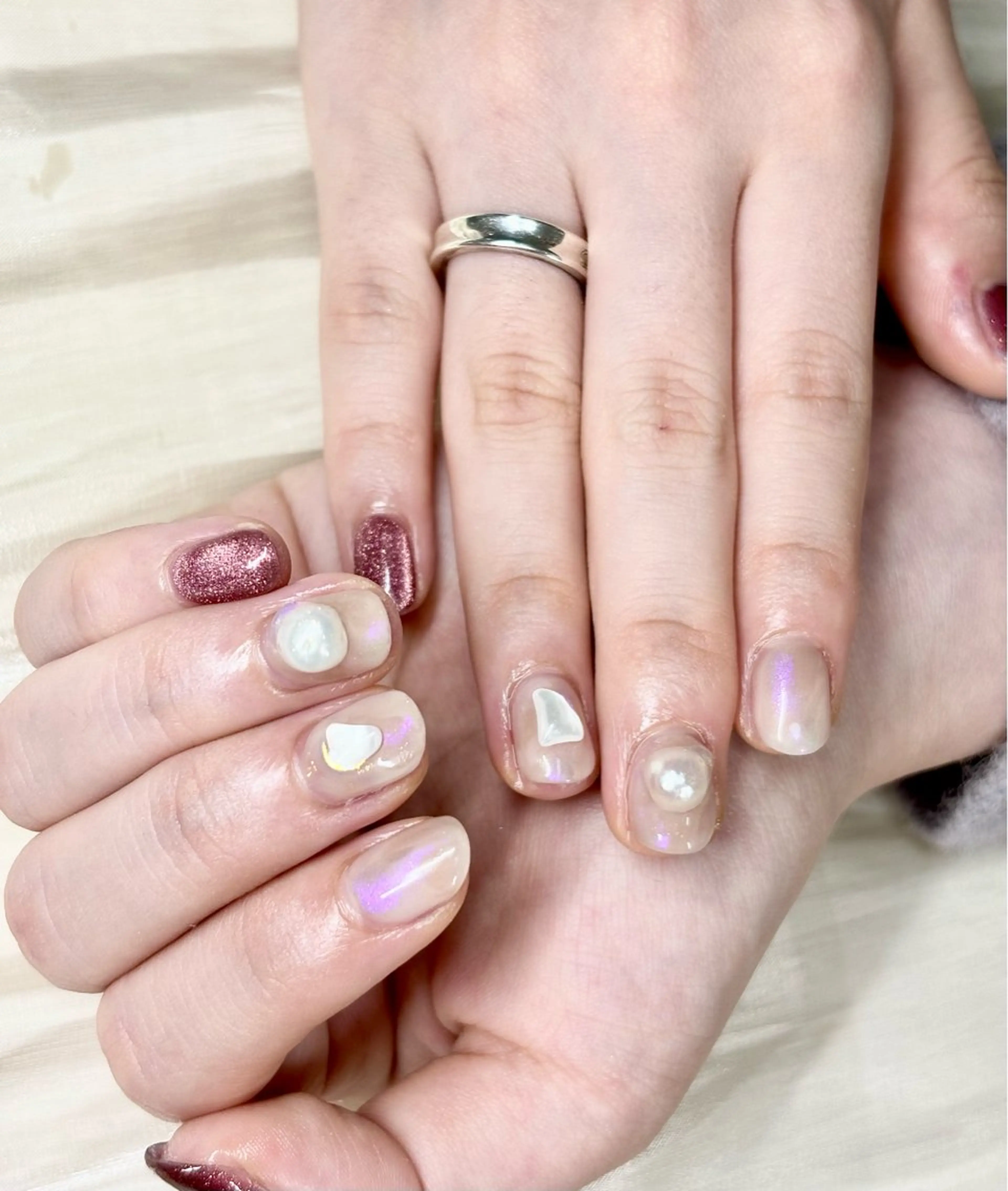 ネイル ボルドー マグネットネイル ニュアンスネイル ハンドネイル ハンドケア ETE LUNA NAILのネイルデザイン