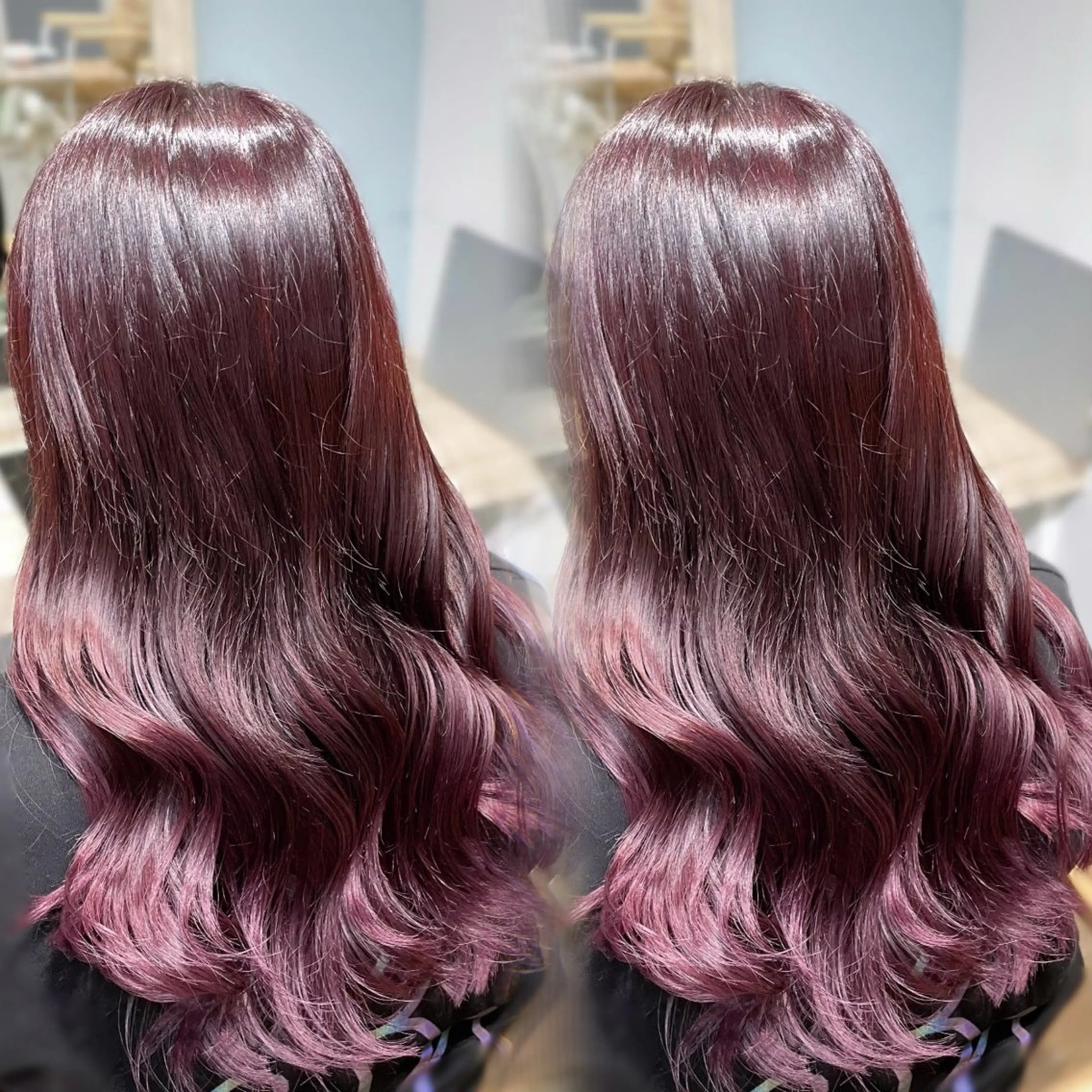 ロング カット ヘアカラー トリートメント ピンク・ラベンダー/ レイヤー/NANAのヘアスタイル