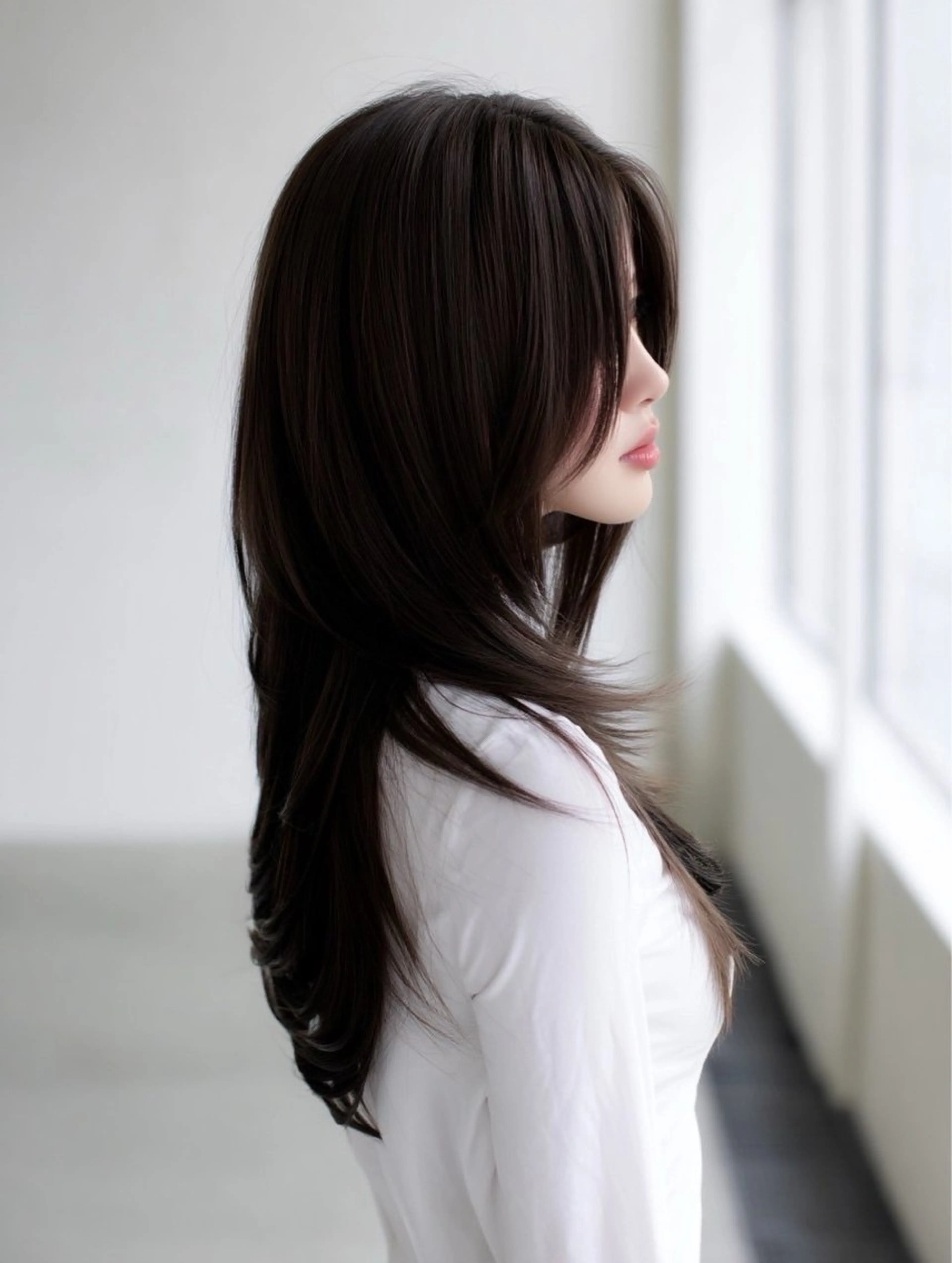 セミロング 髪質改善 ヨシンモリ 韓国風ヘア レイヤーカット 縮毛矯正 カット ヘアカラー トリートメント ヘッドスパ 🩵髪質改善🩵 韓国ヘア🩵花澤みりのヘアスタイル