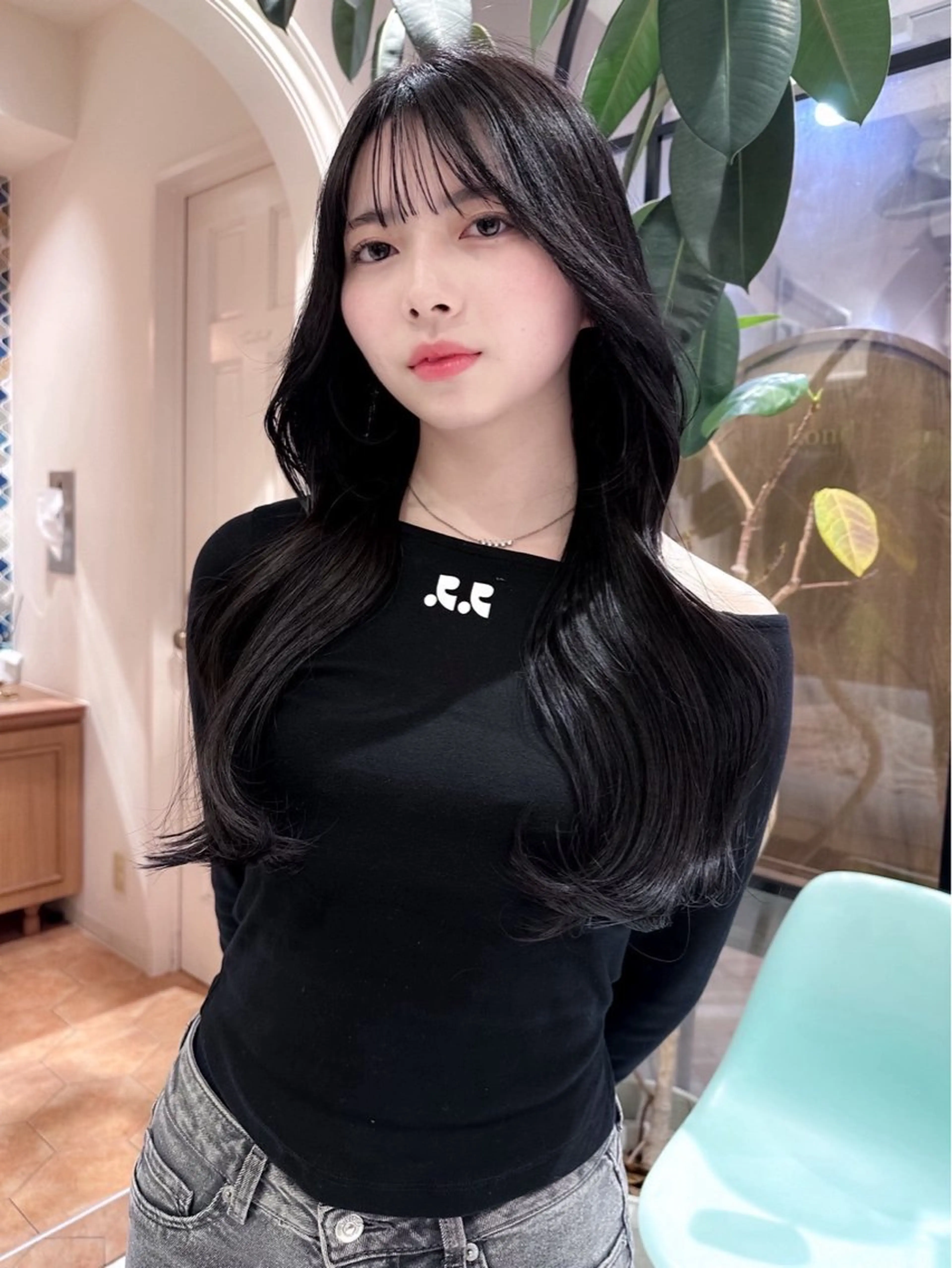 セミロング カラー レイヤー/韓国/ 透明感カラー/みずほのヘアスタイル