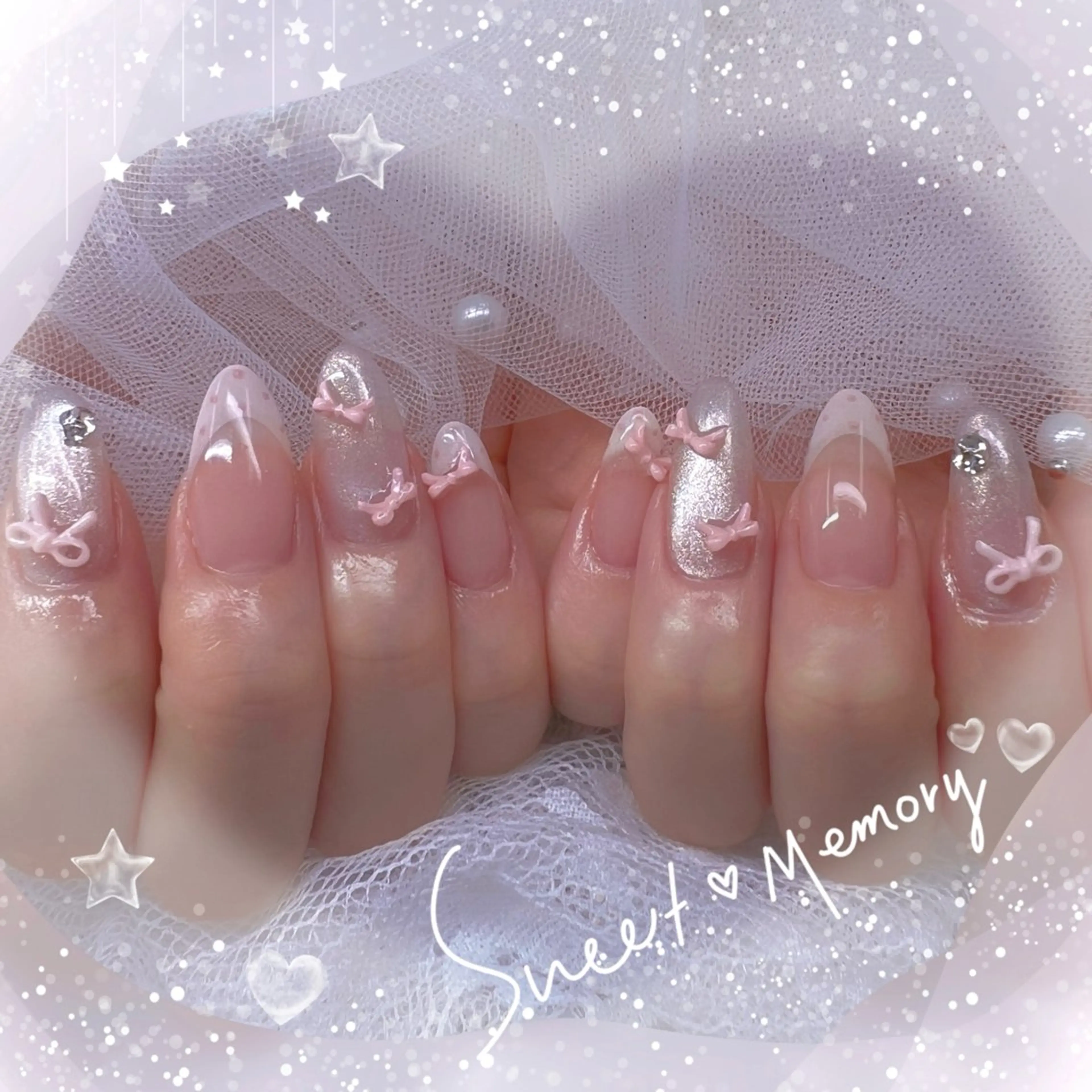 ネイル チークネイル フレンチネイル ガーリー ガラスフレンチ グラデーション ハンドネイル ハンドケア Chill Nailsalonのネイルデザイン