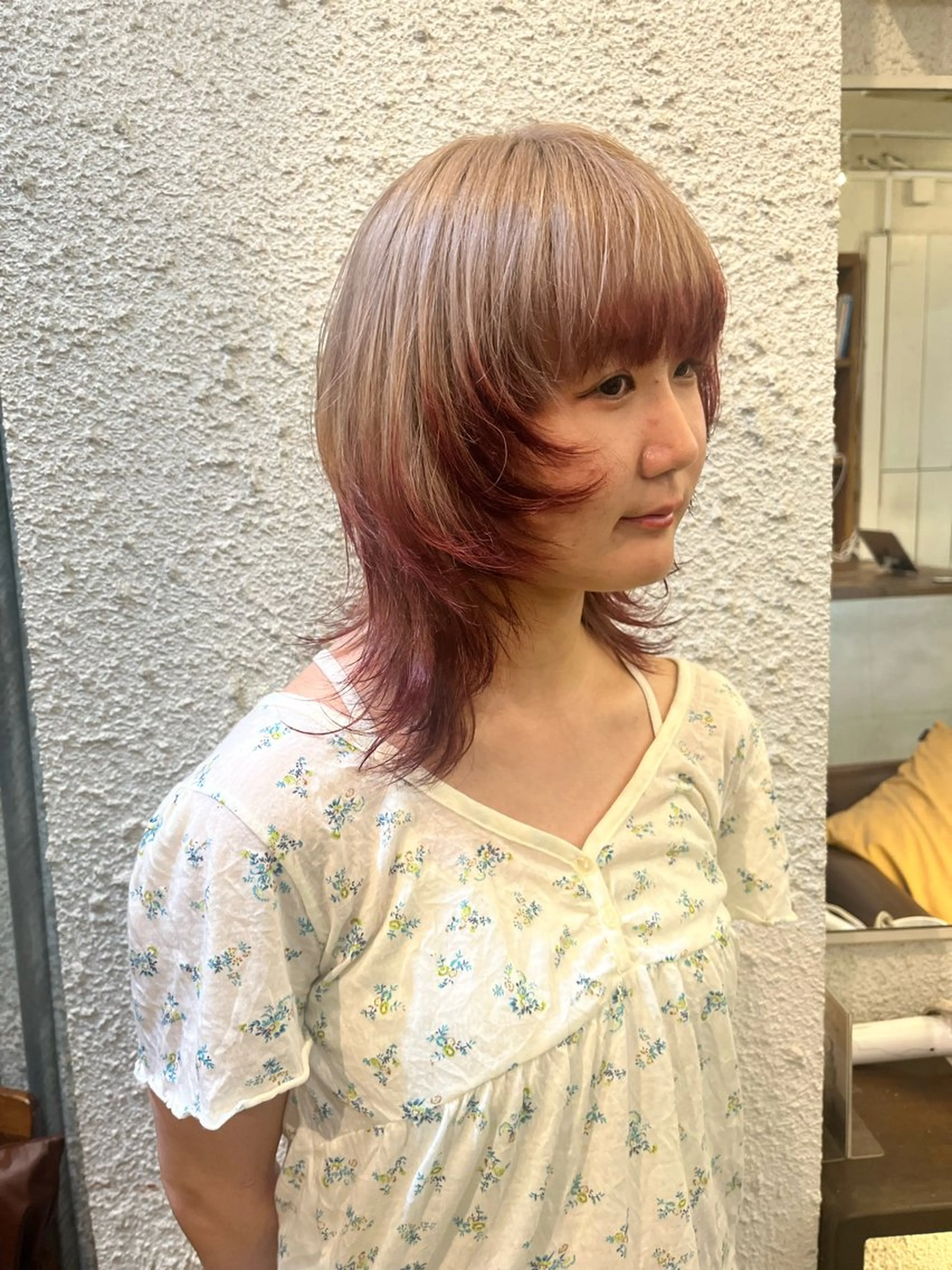 ミディアム カラー ハイトーンを育てる ブリーチカラー/牧原のヘアスタイル