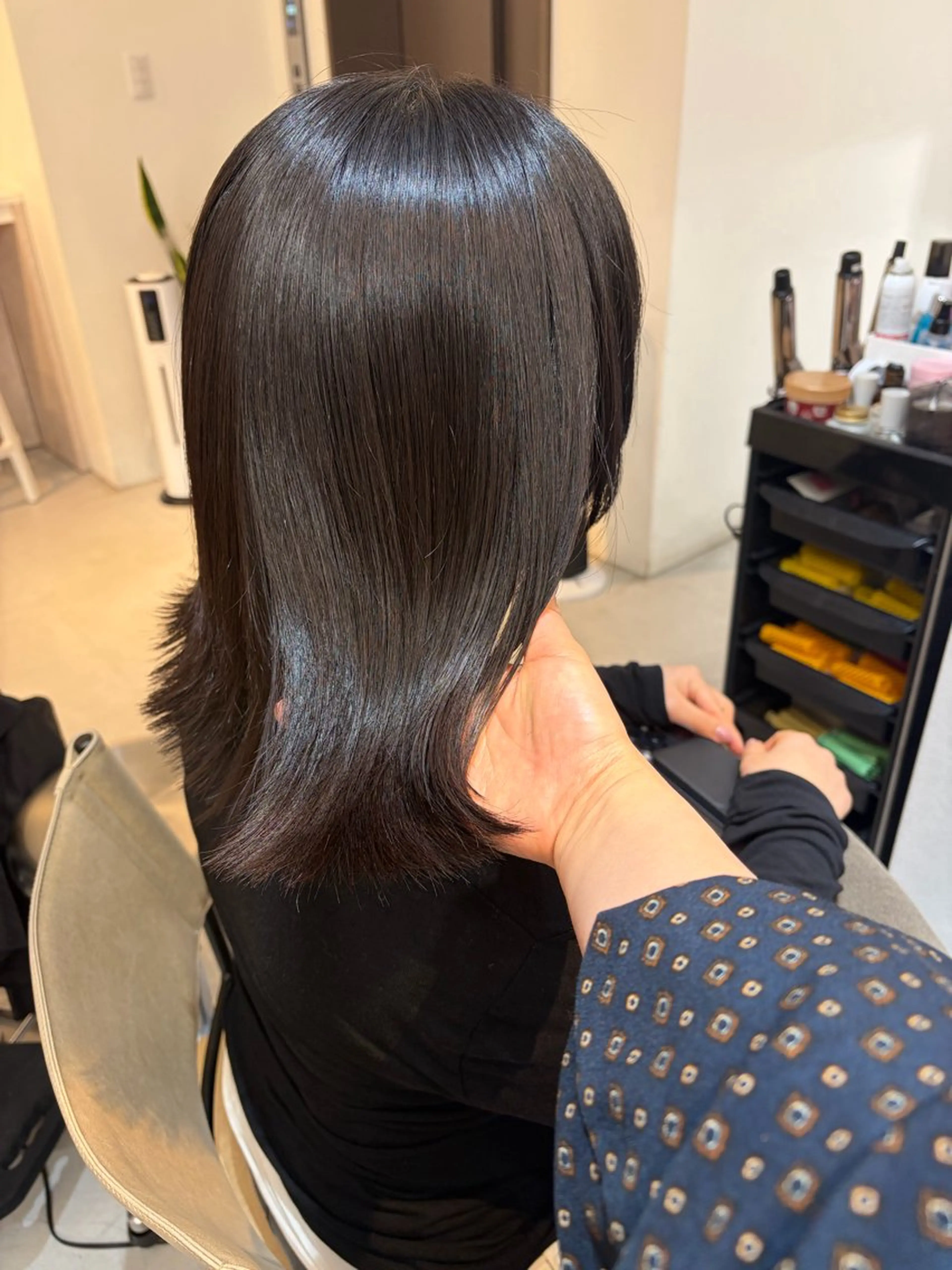 ミディアム カット ヘアカラー トリートメント ✨色持ちの良い艶 カラー✨蟹江真世のヘアスタイル