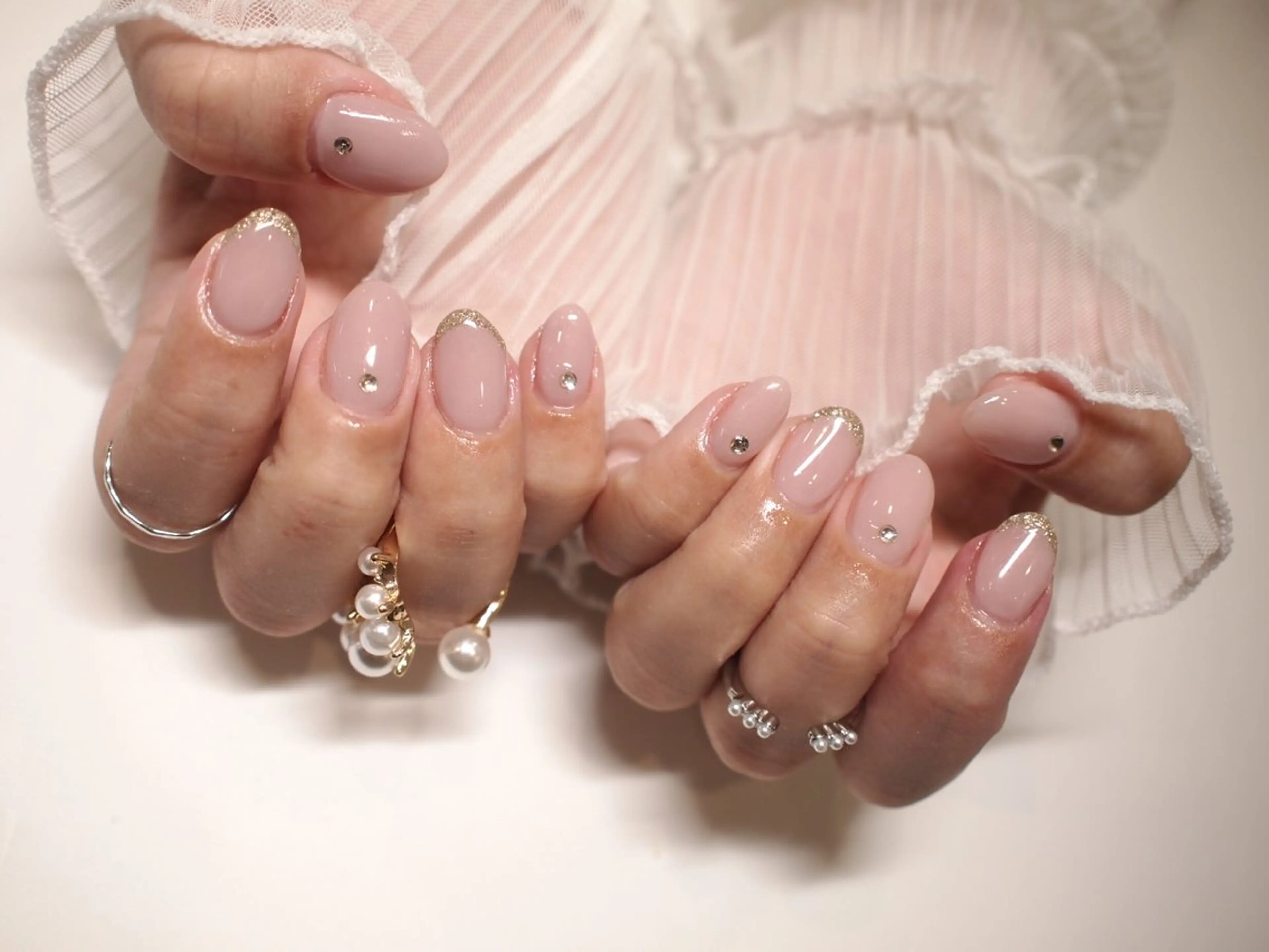 ネイル フレンチネイル ラメ(グリッター) 【ＯＲＧＡＮ】 nailのネイルデザイン