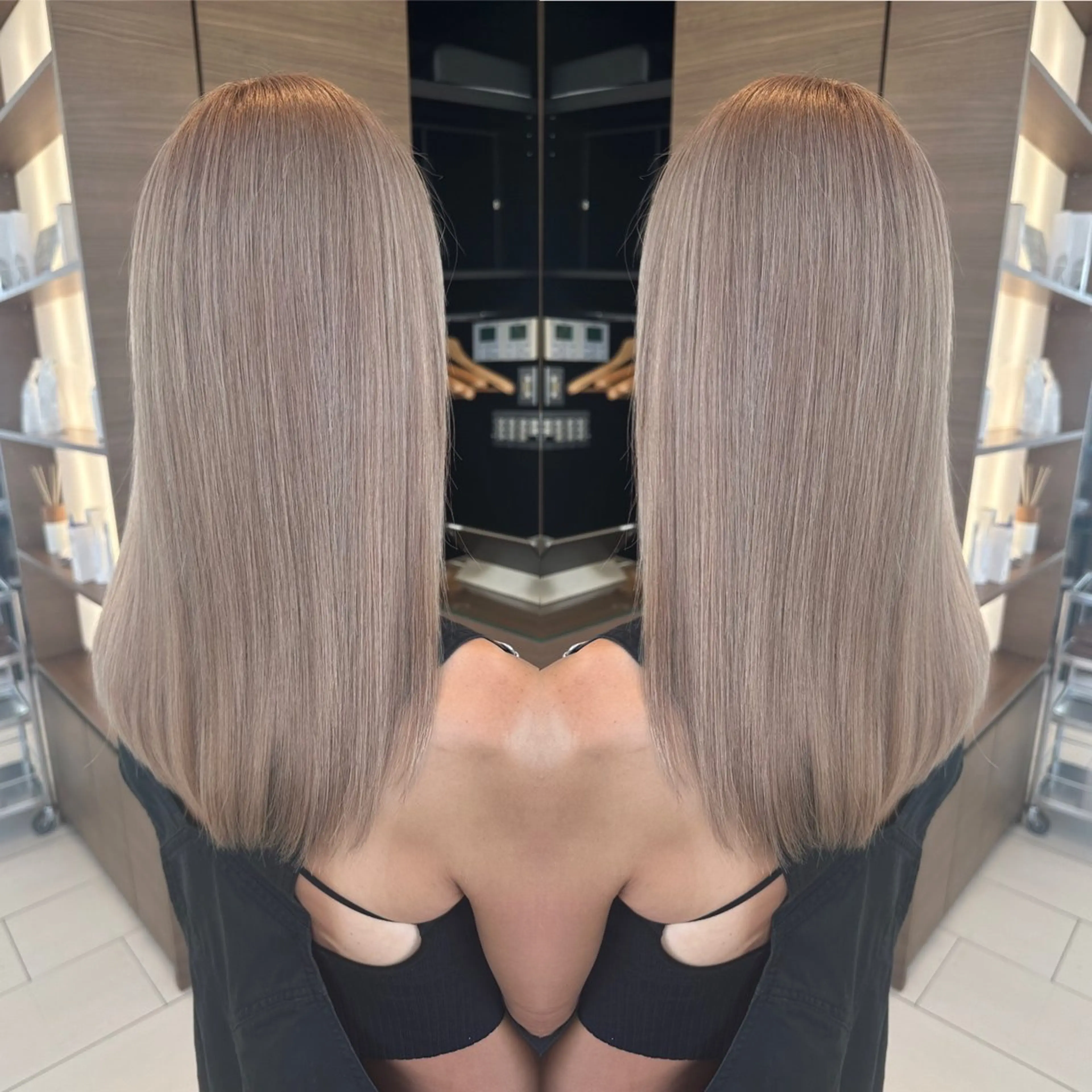 セミロング カット ヘアカラー トリートメント バレイヤージュ ボブ🌈ナツヤのヘアスタイル