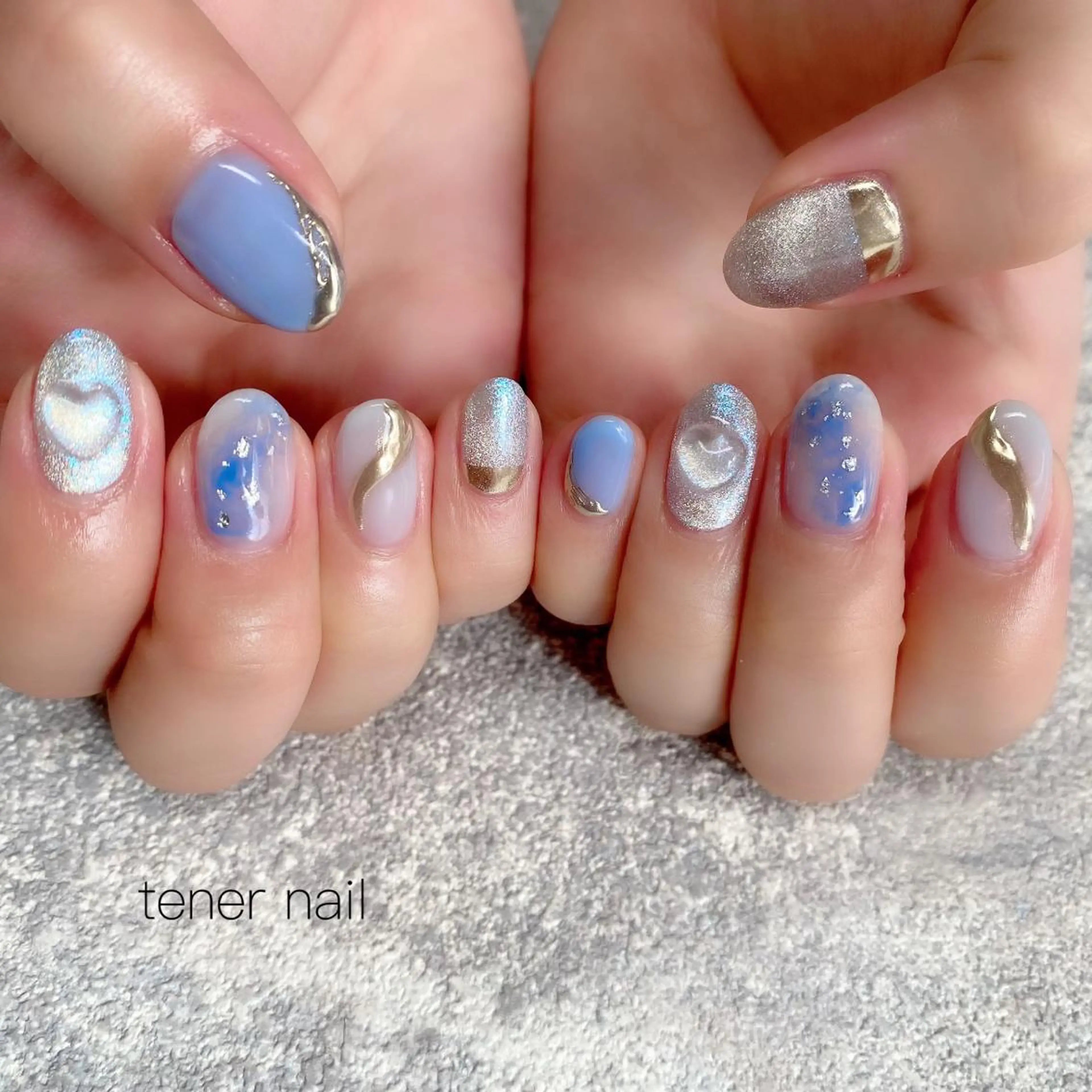 ネイル ブルー ニュアンスネイル テネルネイル tener nailのネイルデザイン