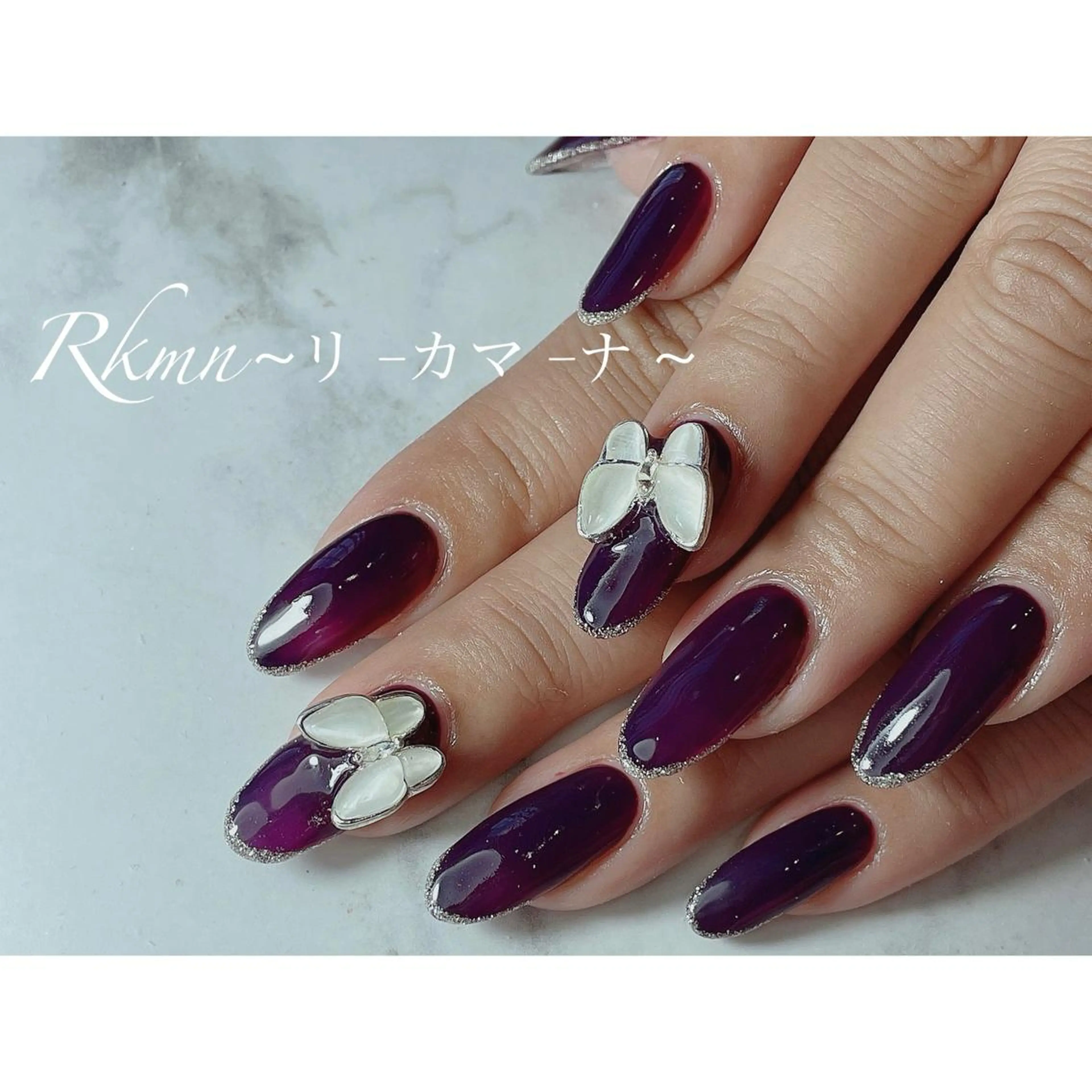 ネイル アートネイル ラメ(グリッター) パープル 春ネイル ハンドネイル フットネイル ハンドケア Rkmn ~リ-カマ-ナ~のネイルデザイン