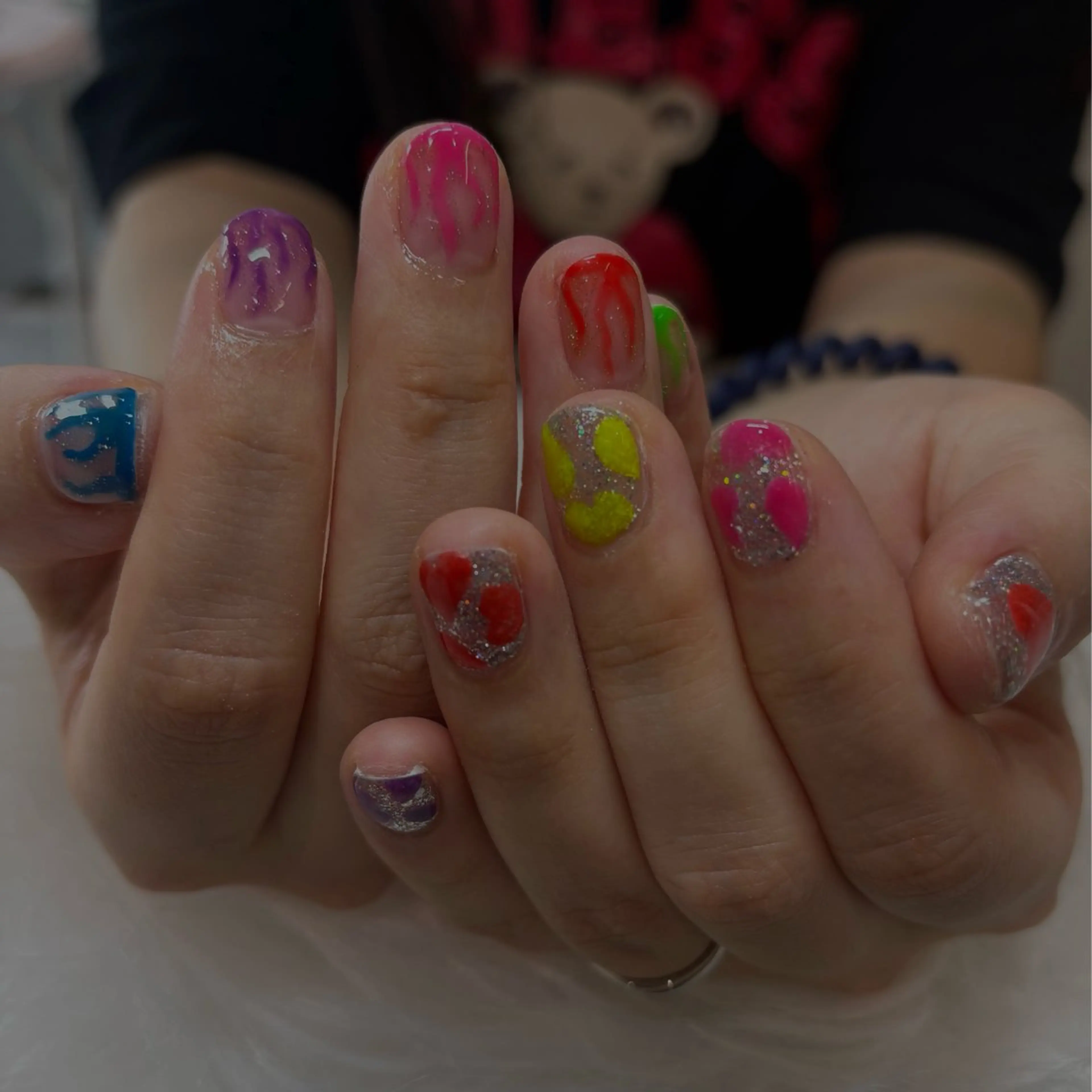 ネイル アートネイル 長さ出し ハート キラキラネイル 韓国ネイル vante_aimi .パラジェル取扱店のネイルデザイン