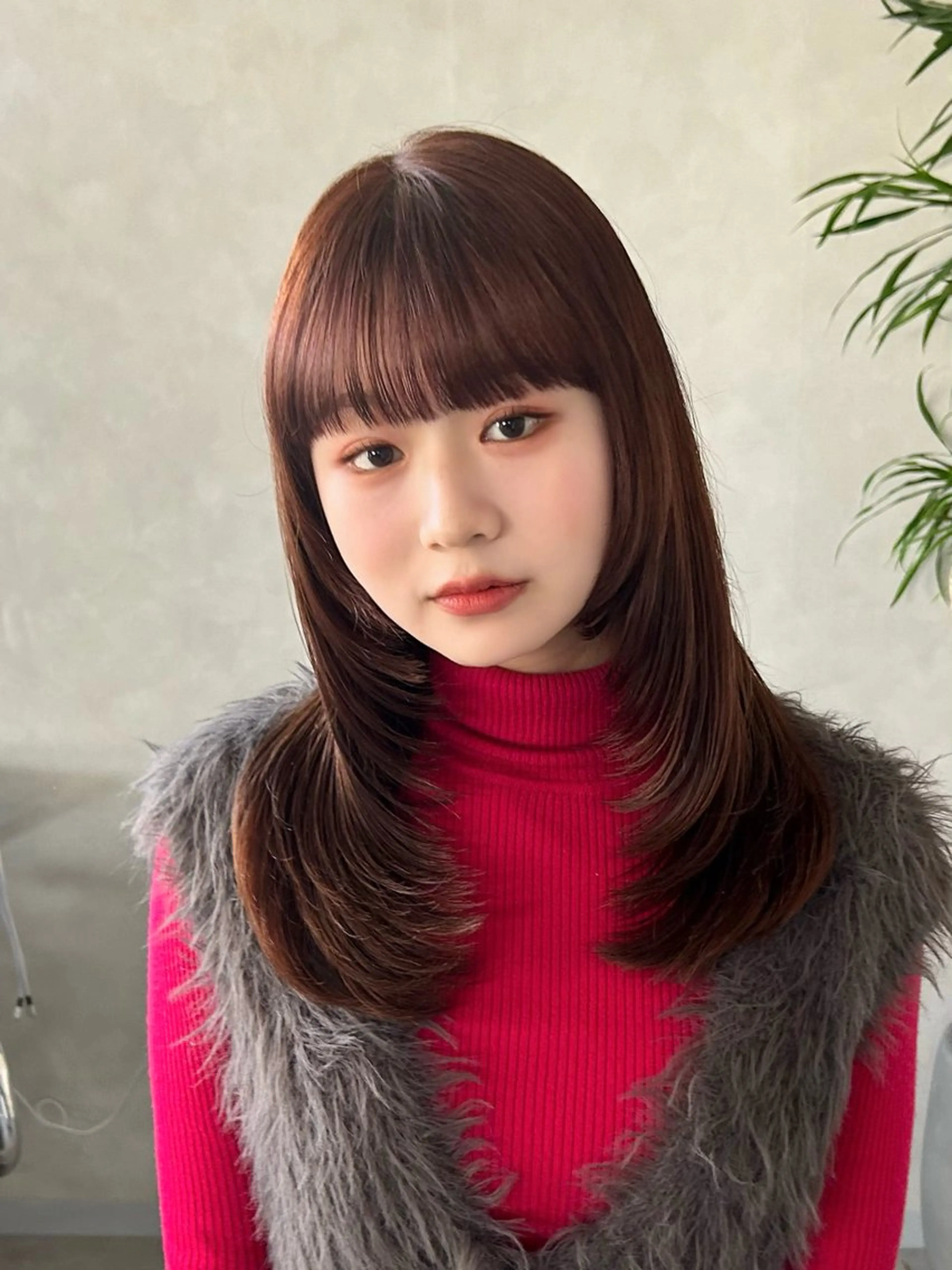 ミディアム カラー ブラウンカラー ピンクカラー ピンクブラウン レイヤーカット ❤️ショートカット ・顔周りカット❤️のヘアスタイル