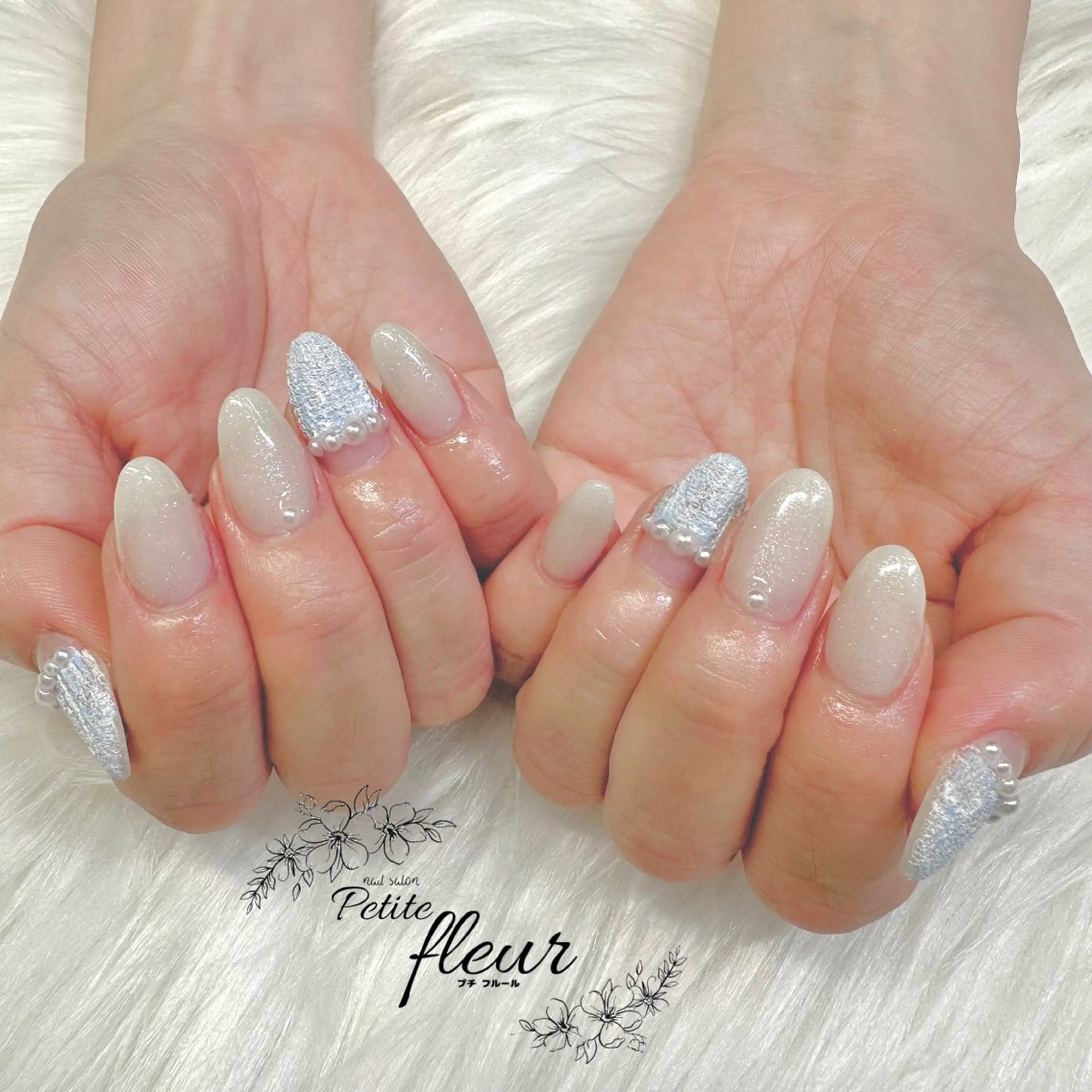 ネイル 水色 ツイードネイル ❁⃘*。Petite fleur❁⃘*りさのネイルデザイン