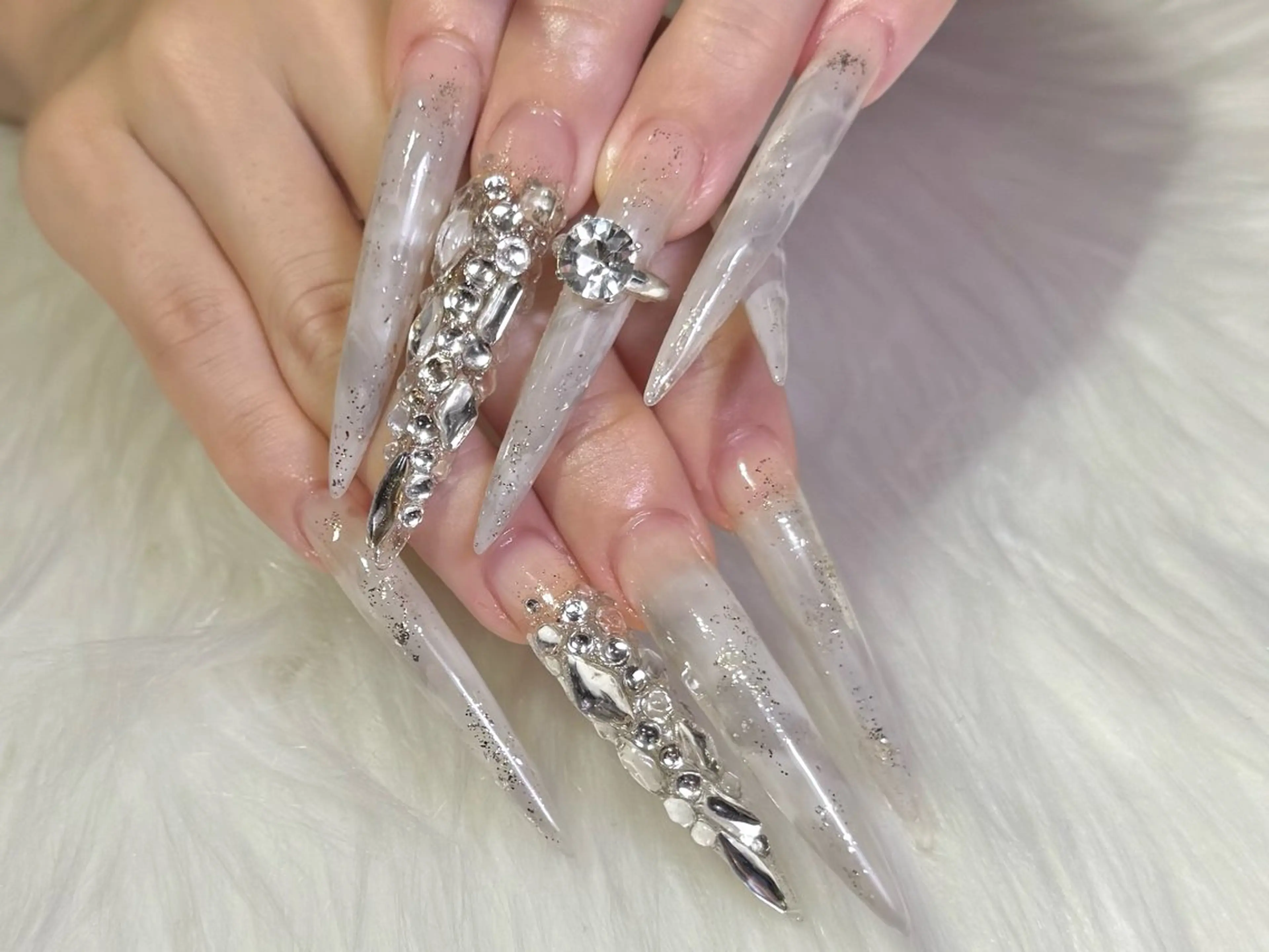 ネイル ロングネイル スーパーロングネイル ハンドネイル Mnailsalon フィルイン対応サロンのネイルデザイン